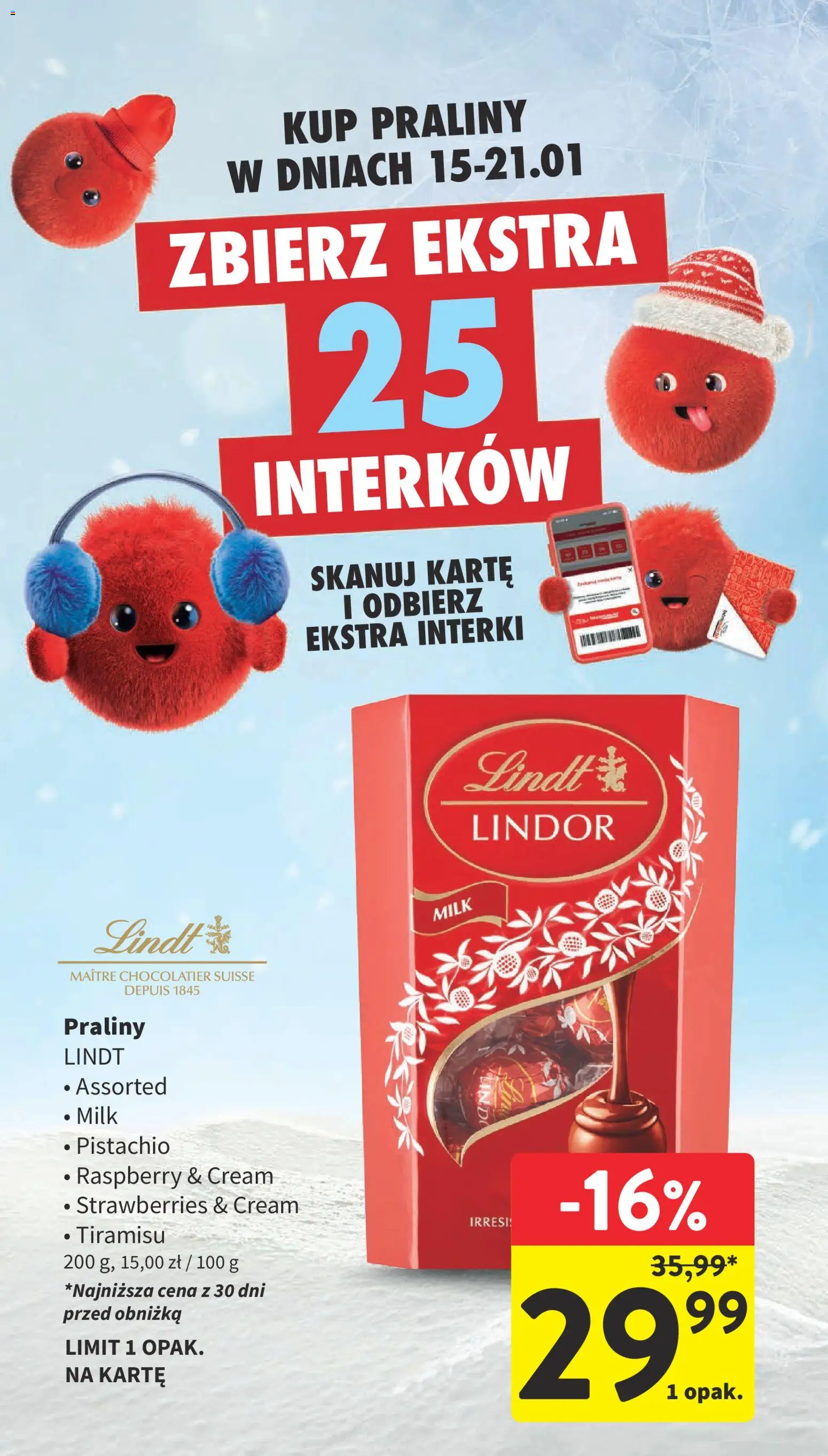 Intermarche Gazetka od 15.01.2026 | Strona: 15 | Produkty: Praliny, Tiramisu