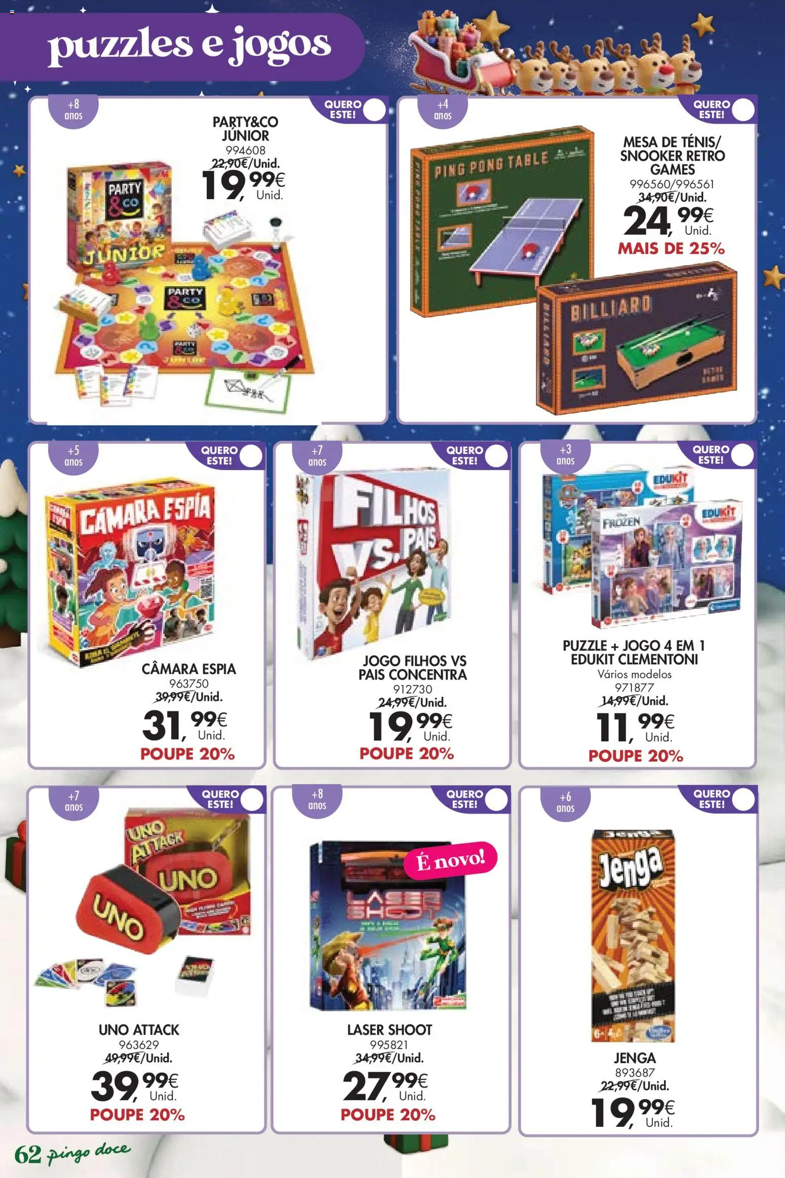 Pingo Doce  Brinquedos Natal Lojas Hipers │ válido de 18.11.2025 | Página: 62 | Produtos: Jogos, Mesa