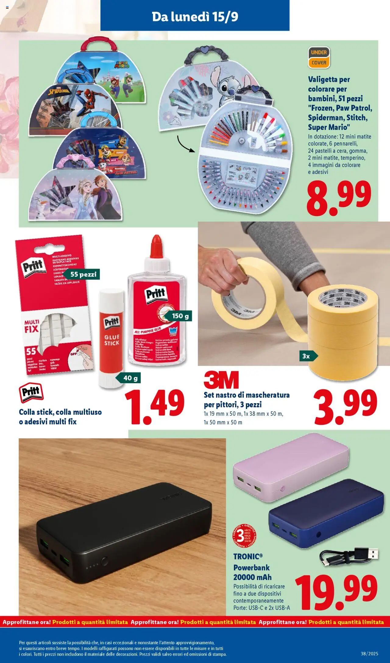 Volantino Lidl del 15.09.2025 | Pagina: 45 | Prodotti: Colla, Pastelli, Valigetta