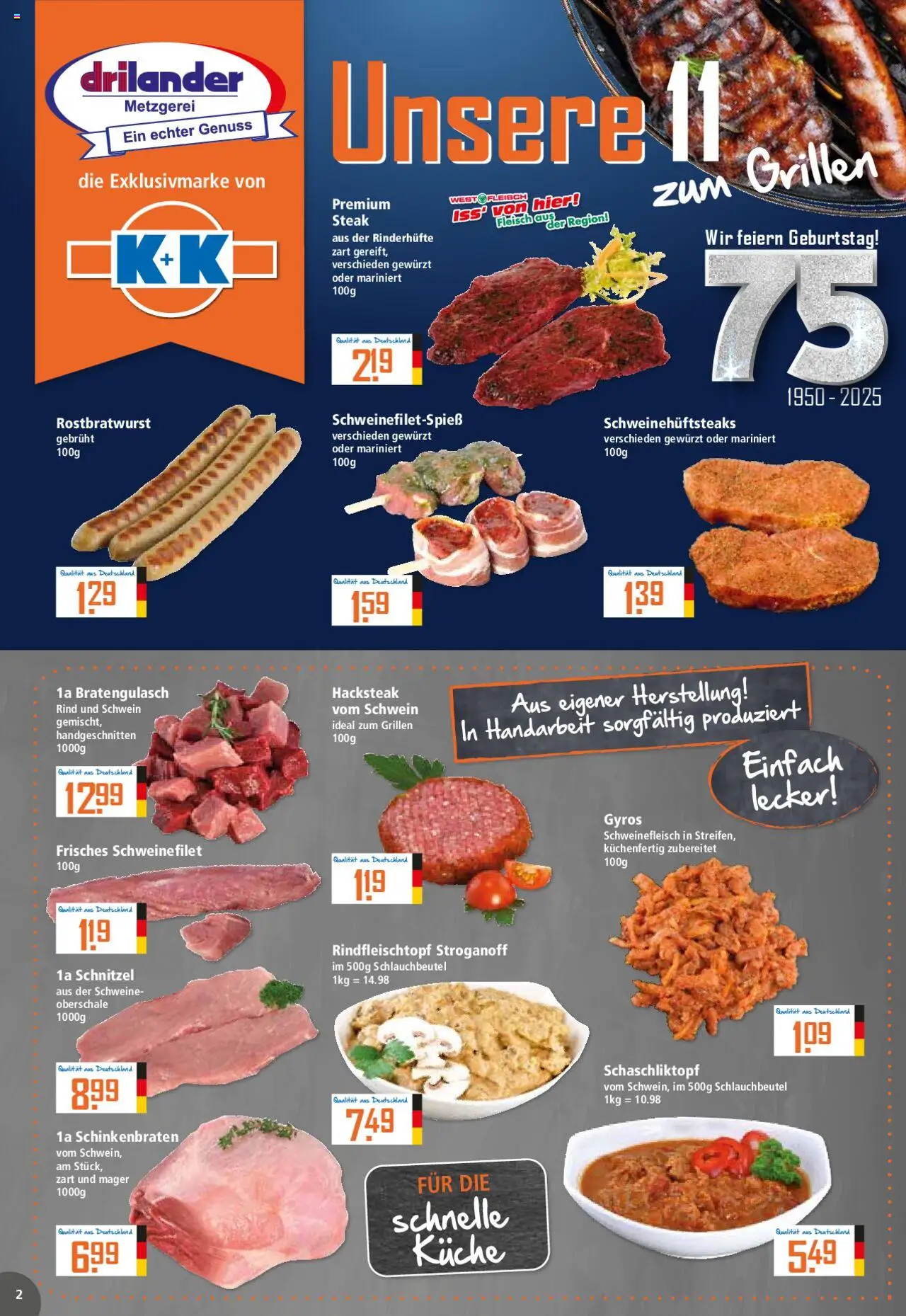 Klaas & Kock Prospekt 	 - gültig ab dem 25.08.2025 | Seite: 2 | Produkte: Küche, Schnitzel, Schweinefleisch, Fleisch