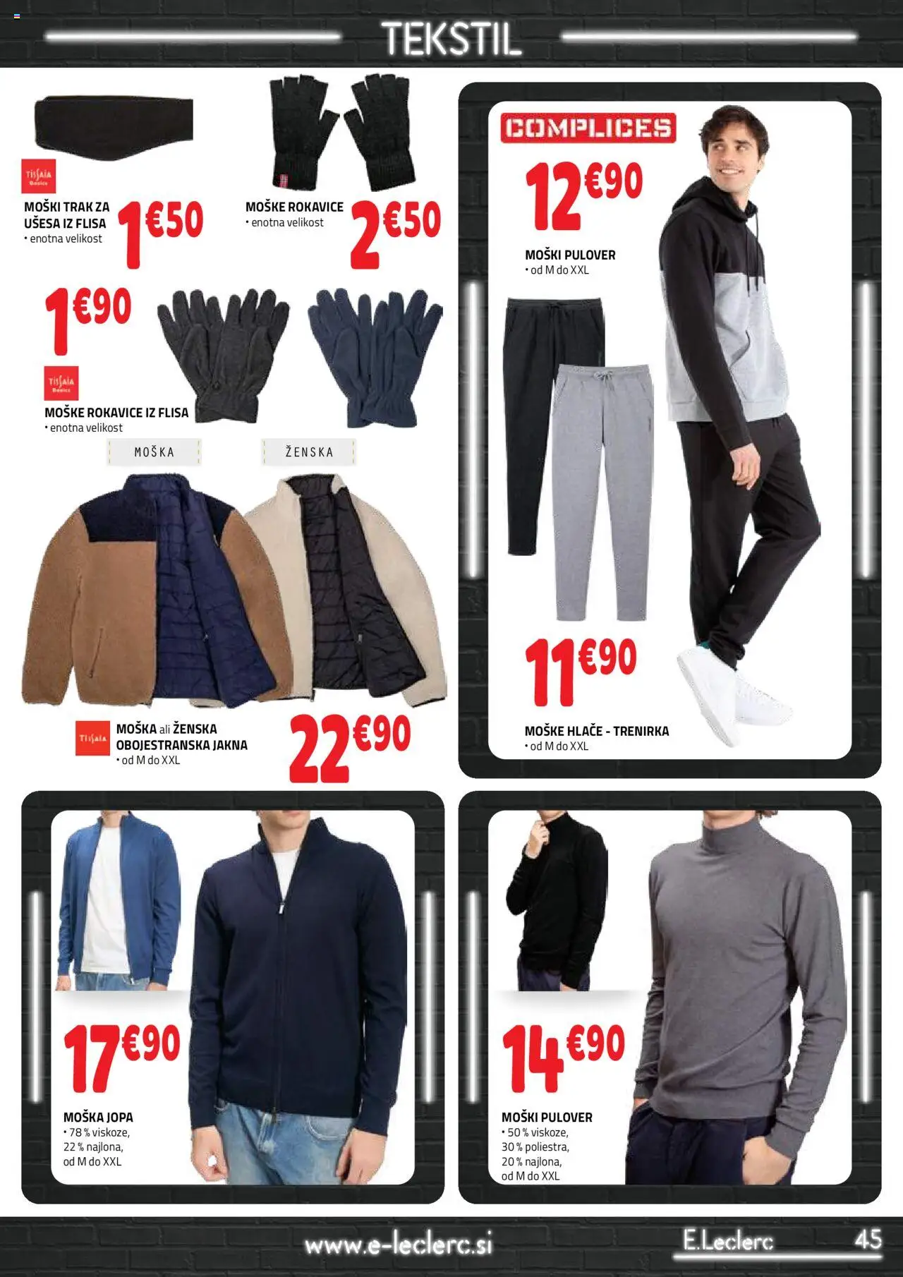 Novi E.leclerc katalog ponudbe – veljaven od 01.10.2025 | Stran: 45 | Izdelki: Trenirka, Pulover, Jakna, Hlace