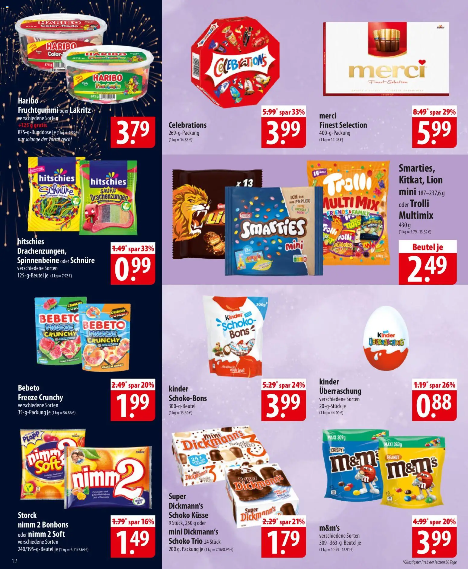 Famila Prospekt 	 – gültig ab 29.12.2025 | Seite: 12 | Produkte: Merci, Haribo, M&M's, Celebrations