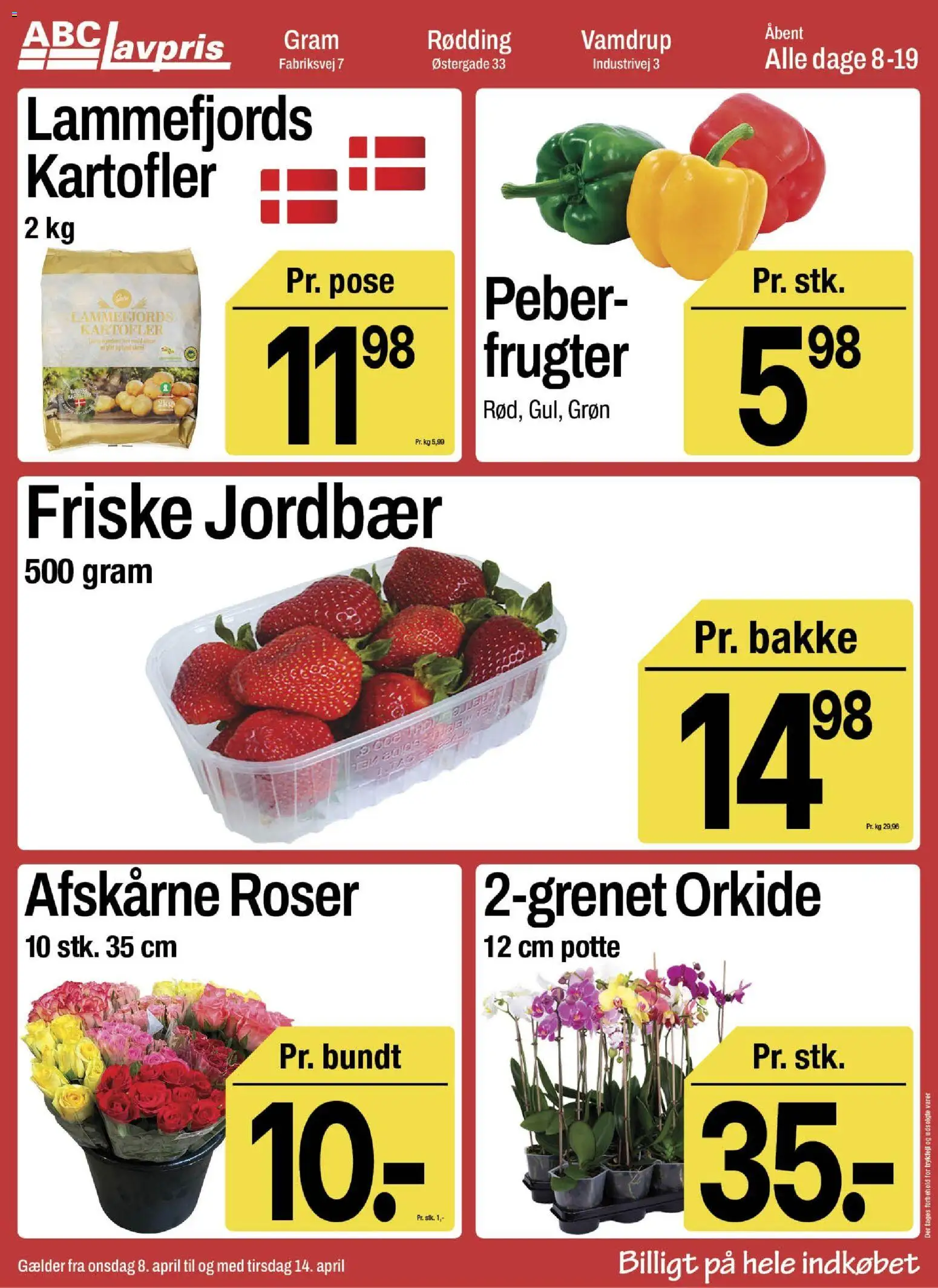 Abc Lavpris tilbudsavis – gyldig fra 08.04.2026 | Side: 2 | Produkter: Jordbær, Kartofler, Peber