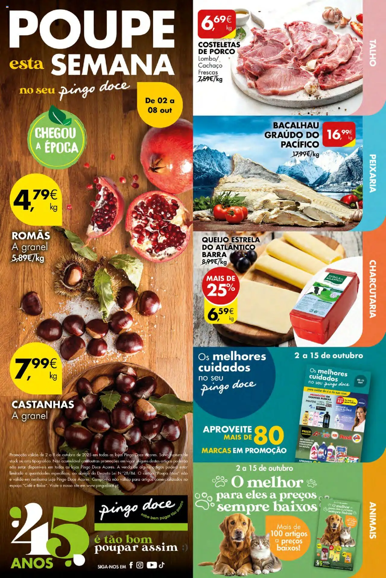 Pingo Doce Poupe Esta Semana Açores │ válido de 02.10.2025 | Página: 1 | Produtos: Bacalhau, Queijo, Café, Persil