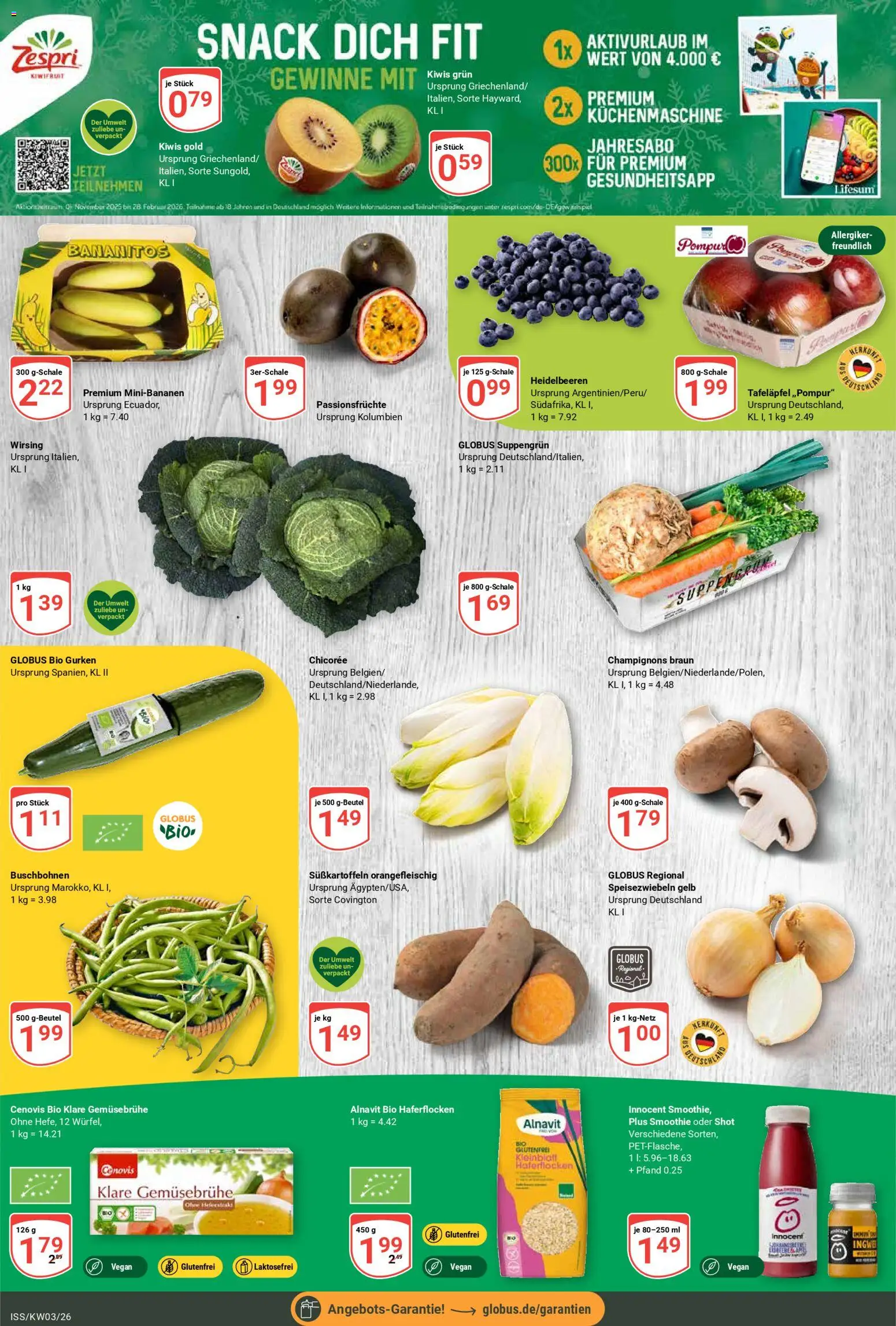Globus Prospekt 	 – gültig ab 12.01.2026 | Seite: 5 | Produkte: Heidelbeeren, Champignons, Gurken
