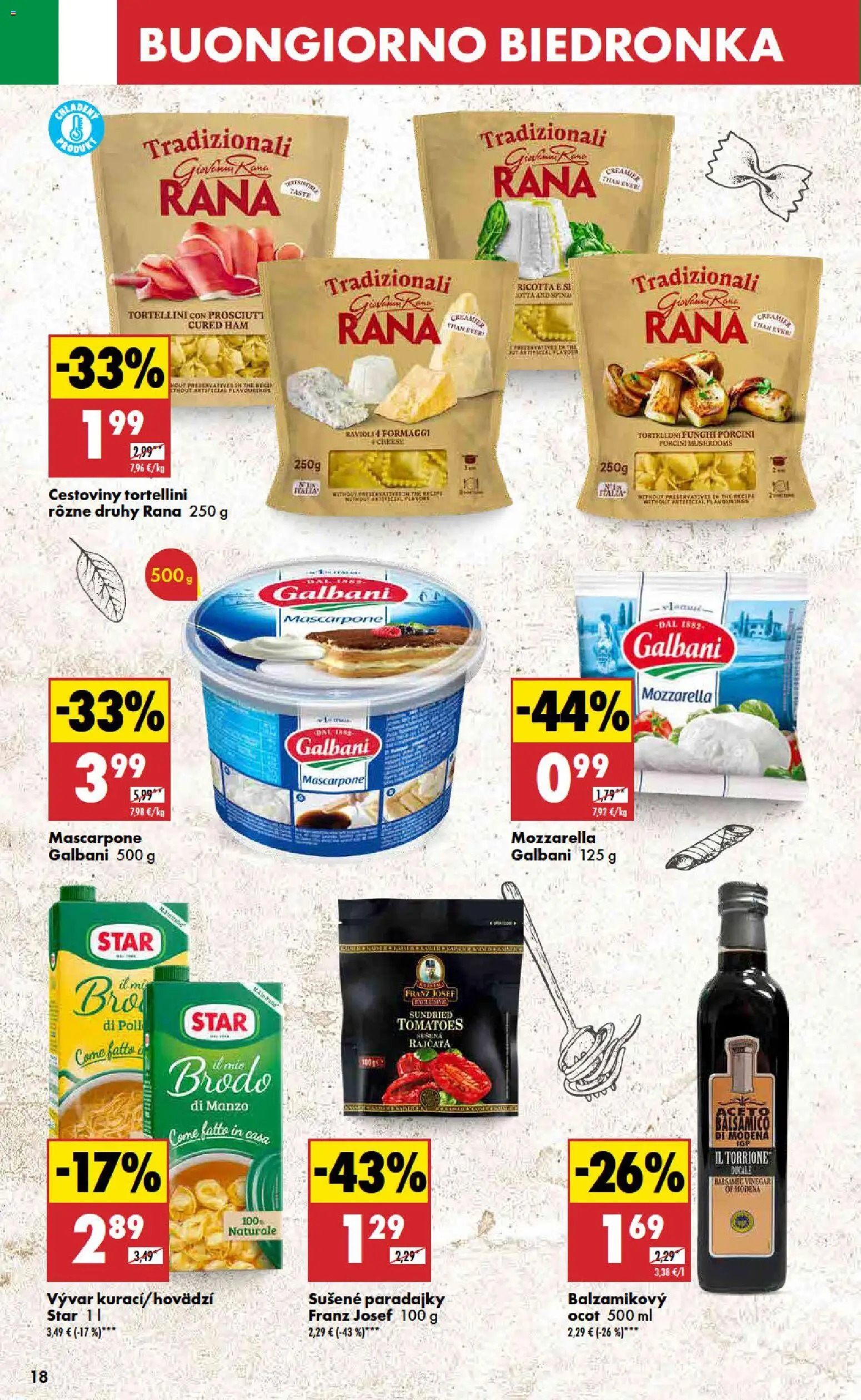 Nové Biedronka akcie – leták je platný od 30.10.2025 | Strana: 18 | Produkty: Paradajky, Cestoviny, Mozzarella, Mascarpone
