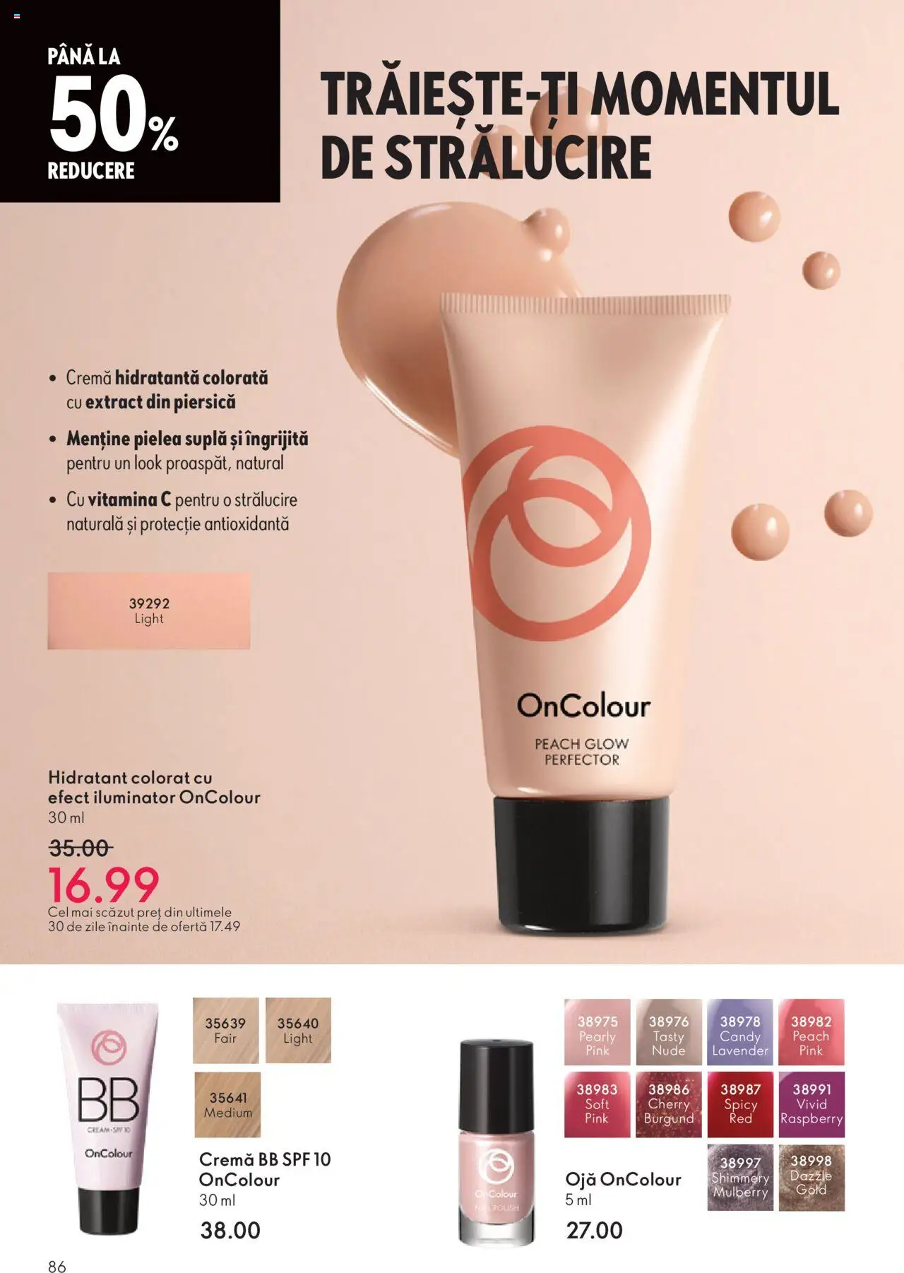 Noul catalog Oriflame – valabil de la 12.11.2025 | Pagină: 86 | Produse: Piersică, Arapsaçı, Cremă, Ojă