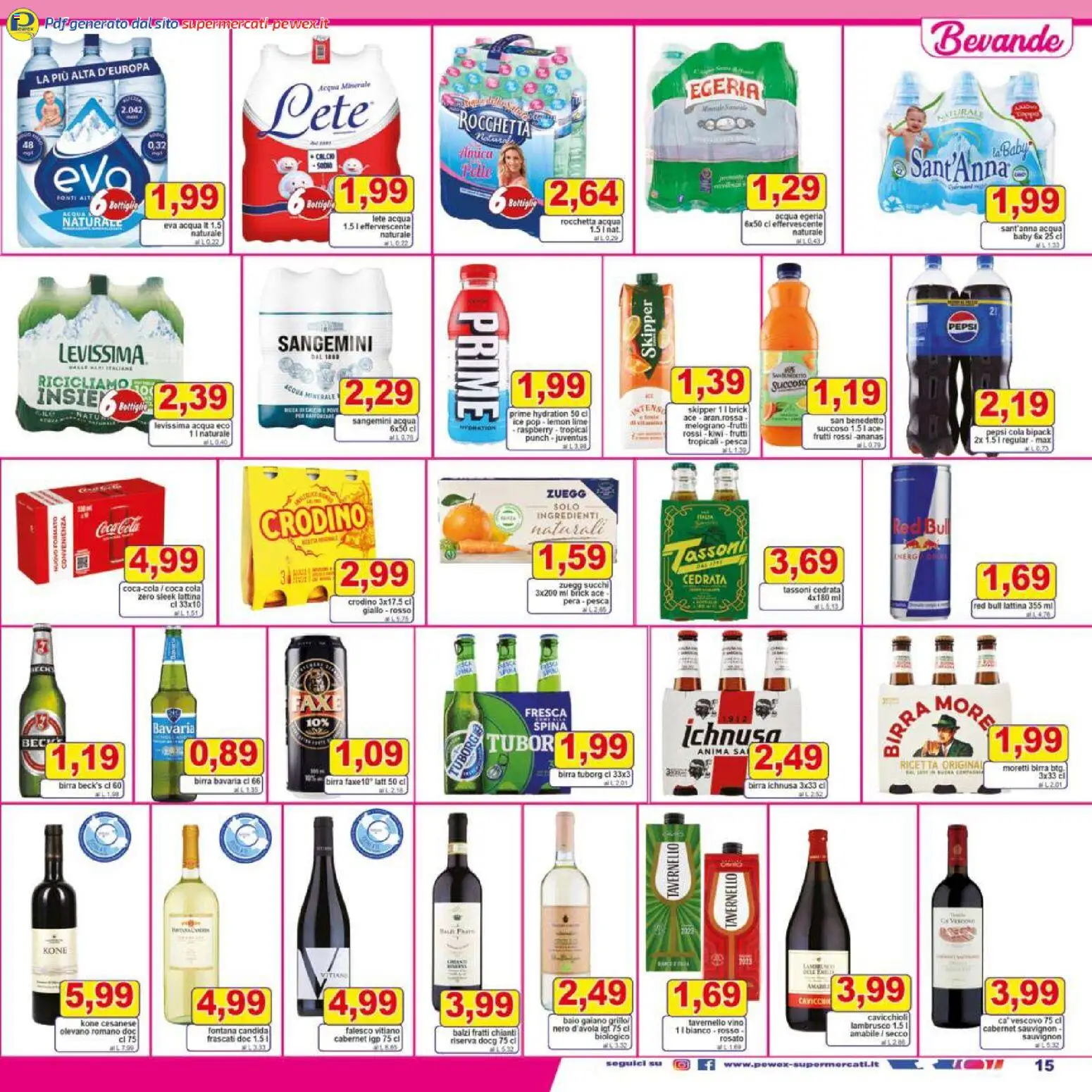 Volantino Pewex del 27.11.2025 | Pagina: 15 | Prodotti: Kiwi, Vino, Lime, Cedrata