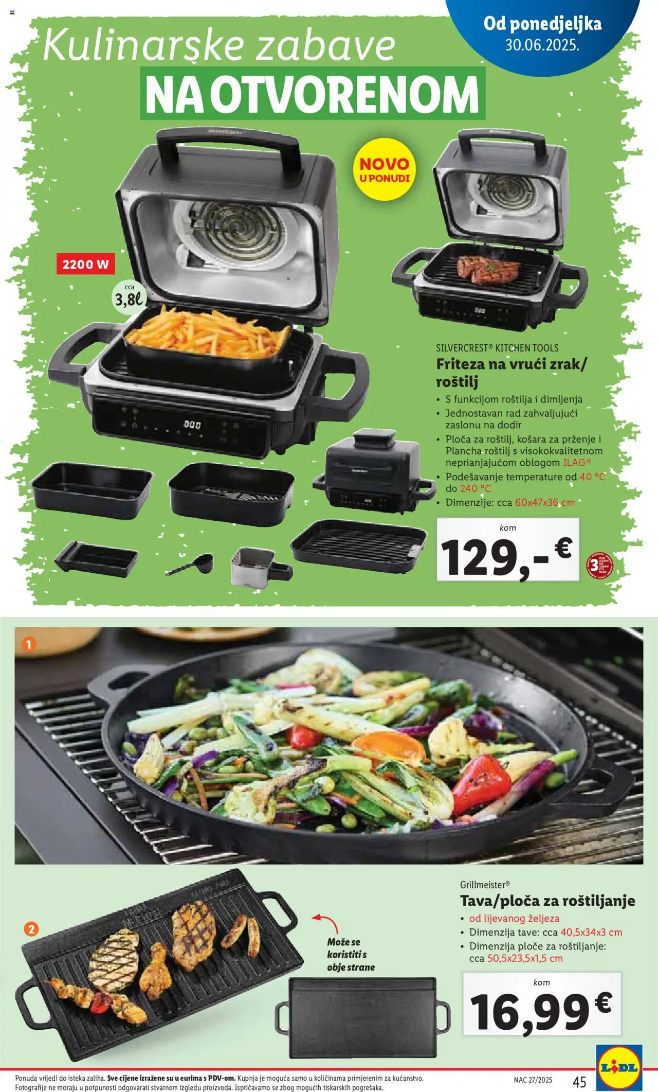 Lidl katalog | vrijedi od 30.06.2025 | Stranica: 45 | Proizvodi: Roštilj, Friteza, Košara