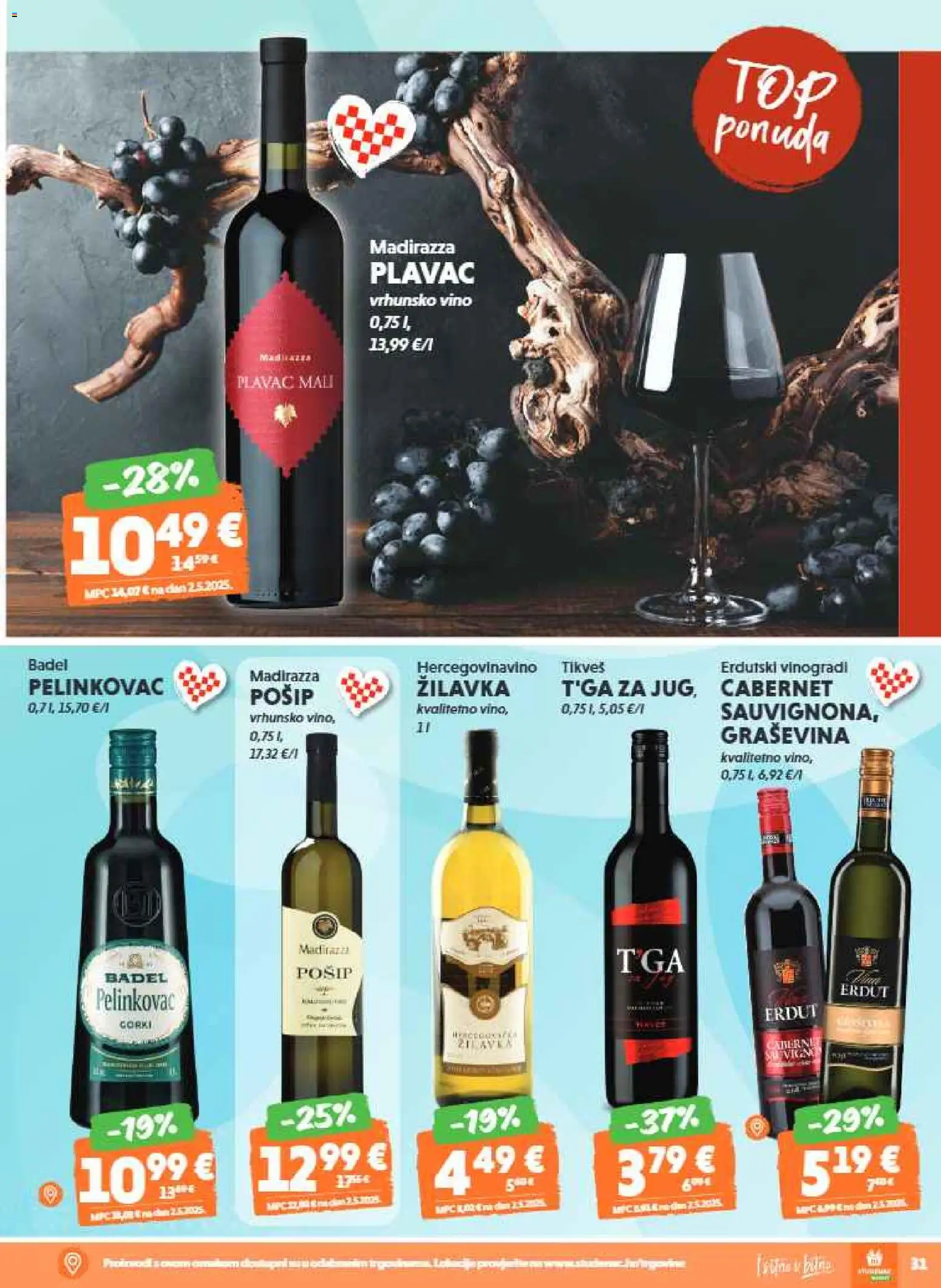 Studenac katalog | vrijedi od 25.03.2026 | Stranica: 31 | Proizvodi: Pelinkovac, Vino
