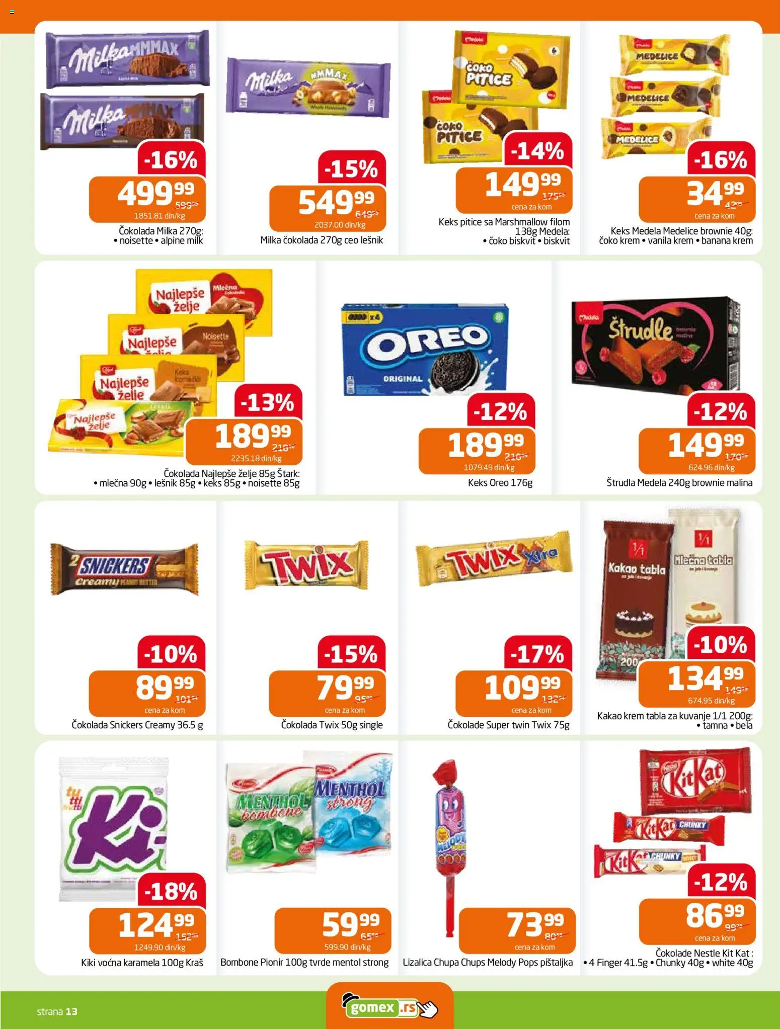 Gomex katalog - važi od 19.11.2025 | Strana: 13 | Proizvode: Malina, Lizalica, Marshmallow, Čokolada