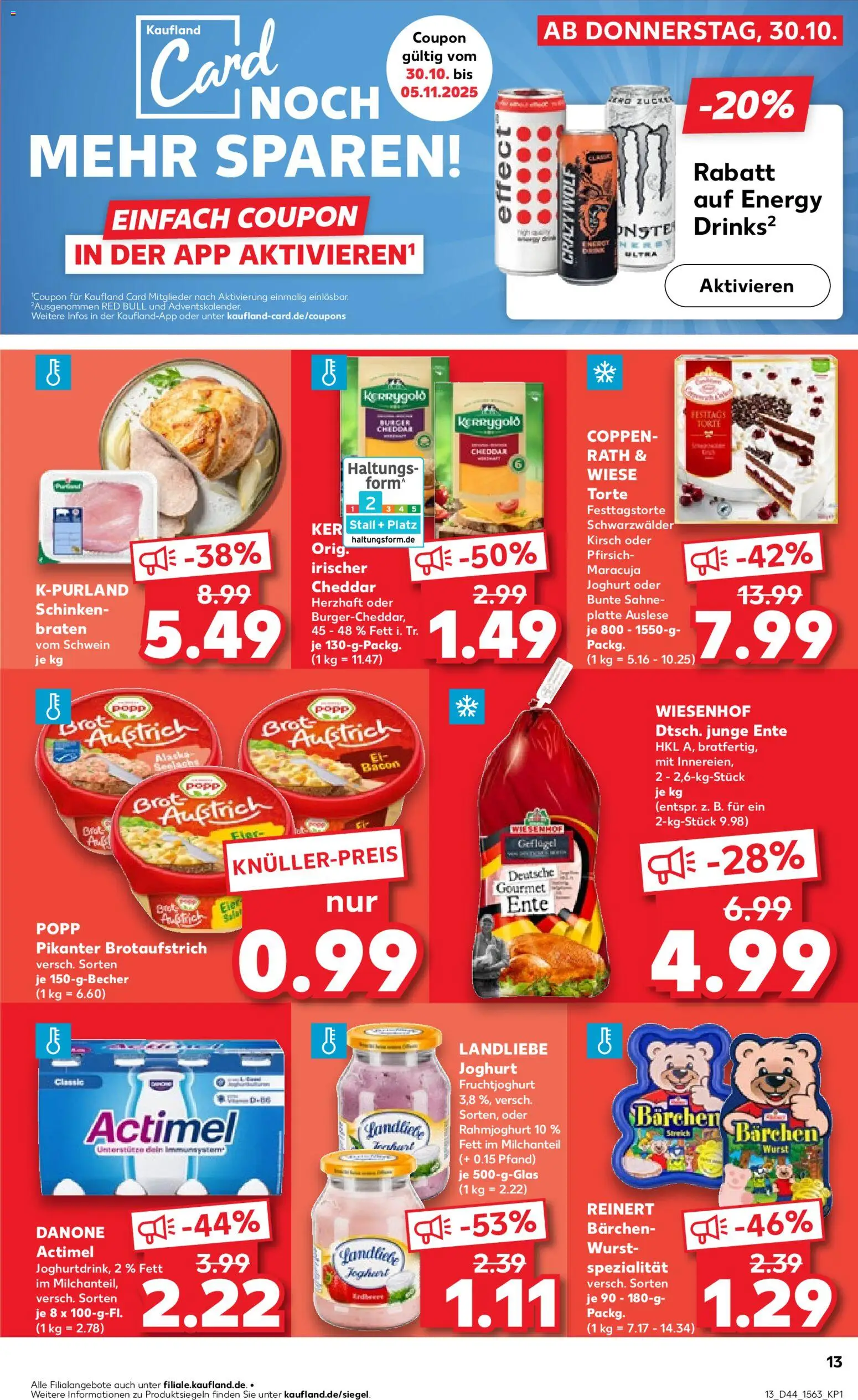 Kaufland prospekt Hamburg	 – gültig ab 02.11.2025 | Seite: 13 | Produkte: Actimel, Joghurt, Fruchtjoghurt, Wurst