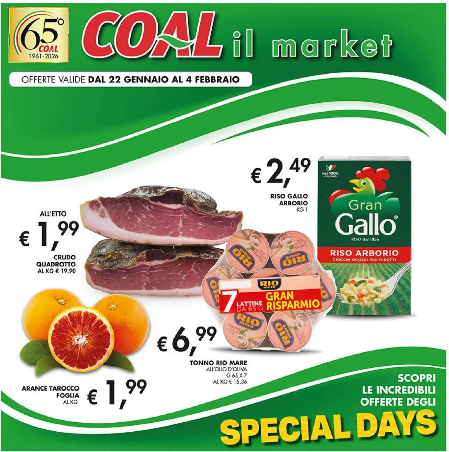 Volantino Coal del 22.01.2026 | Pagina: 1 | Prodotti: Arance, Riso, Tonno