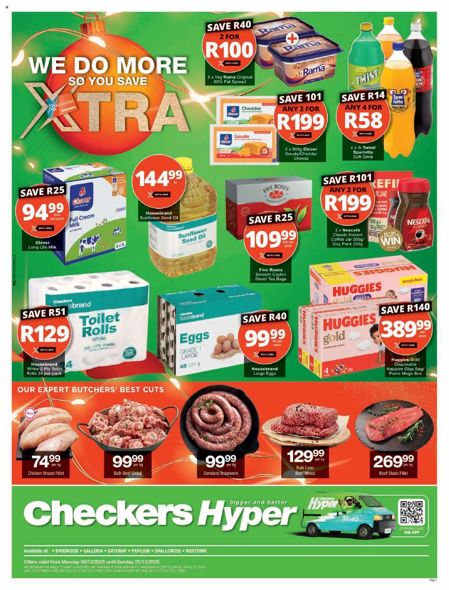 New Checkers catalogue – valid from 08.12.2025 | Page: 1 | Products: Steak, Toilet, Eggs, Tea