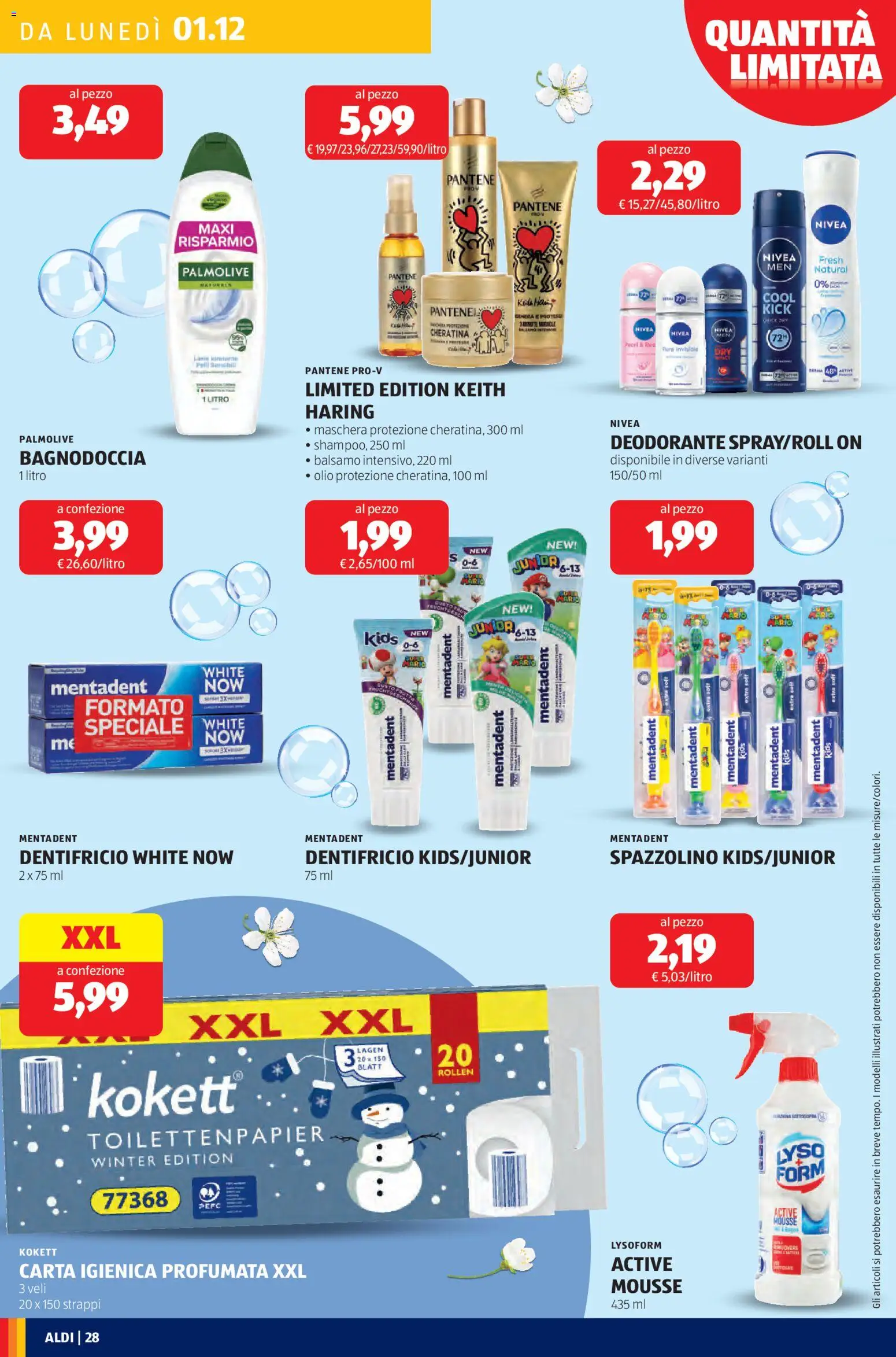 Volantino Aldi del 01.12.2025 | Pagina: 28 | Prodotti: Deodorante, Dentifricio, Spazzolino, Olio