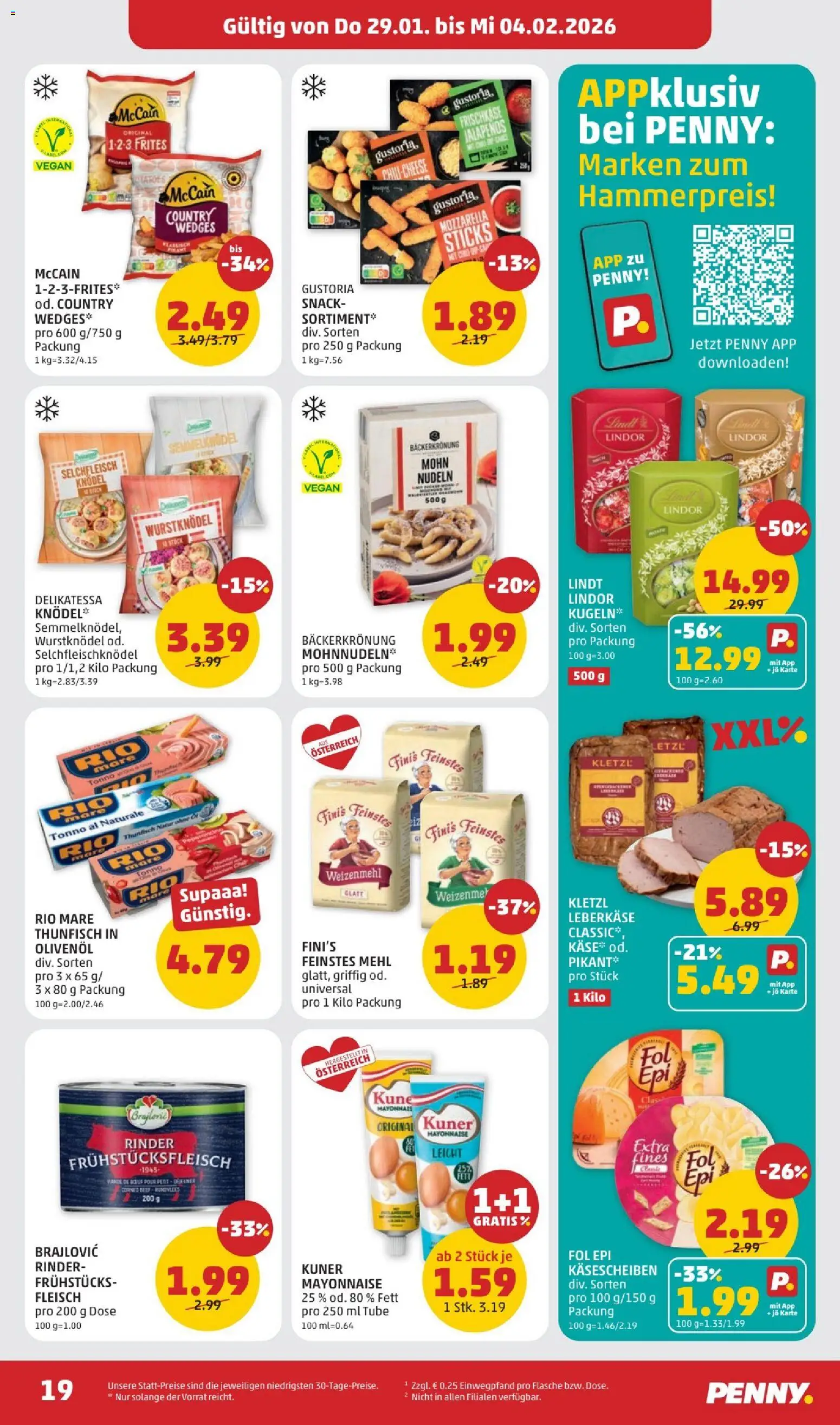Penny Markt Flugblatt gültig ab 29.01.2026 | Seite: 19 | Produkte: Mayonnaise, Nudeln