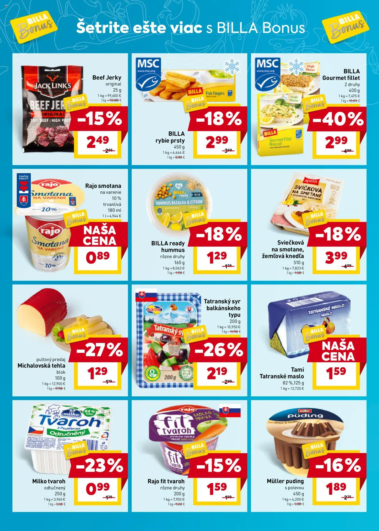 Nové Billa akcie – leták je platný od 25.02.2026 | Strana: 2 | Produkty: Maslo, Syr, Smotana, Tatranské maslo