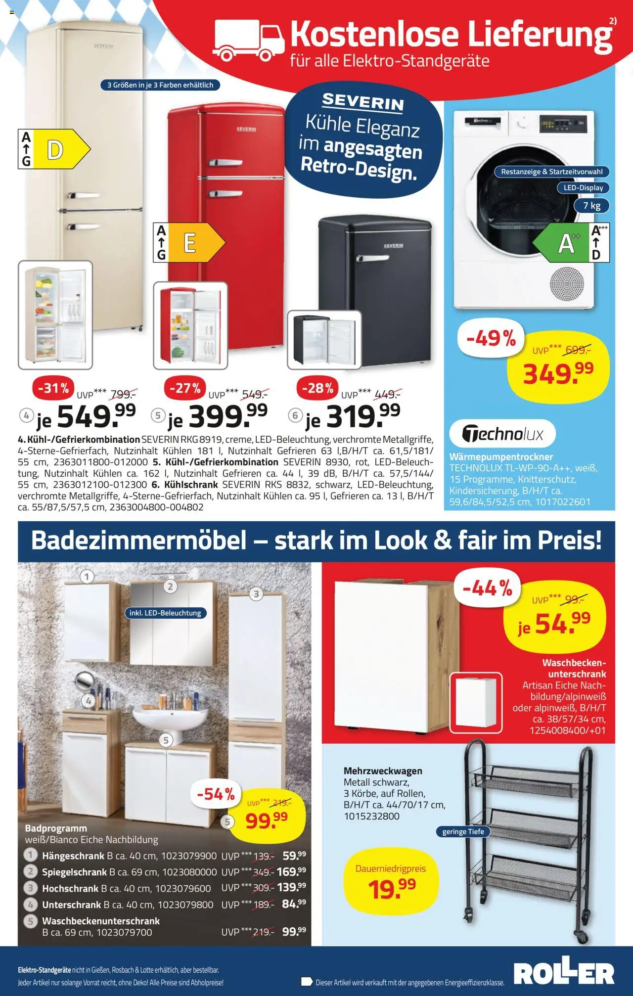 Roller Prospekt 	 – gültig ab 07.09.2025 | Seite: 7 | Produkte: Waschbecken, Spiegelschrank, Unterschrank, Hochschrank