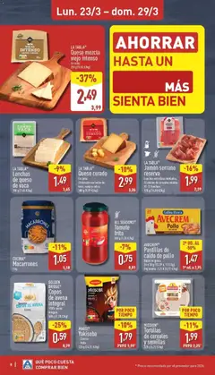 Vista previa LA TABLA® Jamón serrano reserva, Lonchas extrafinas dobladas. 12 meses de curación mínima. 11-12 Lonchas. 120 g (16,58 €/kg) válido desde el 23.03.2026 | Página: 8 | Productos: Jamón serrano, Queso de vaca, Queso, Cereales