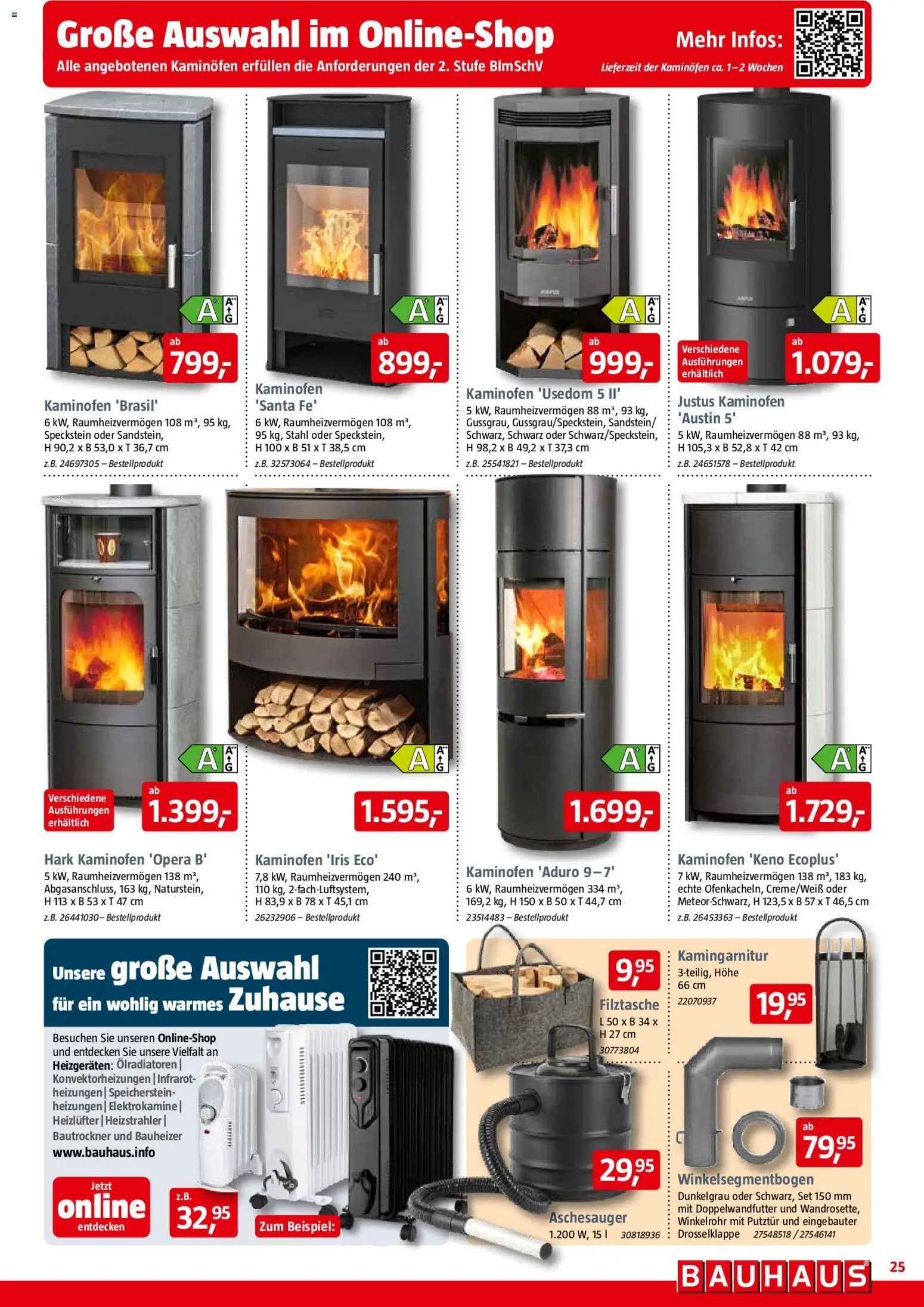 Bauhaus Prospekt 	 – gültig ab 01.11.2025 | Seite: 25 | Produkte: Kaminofen