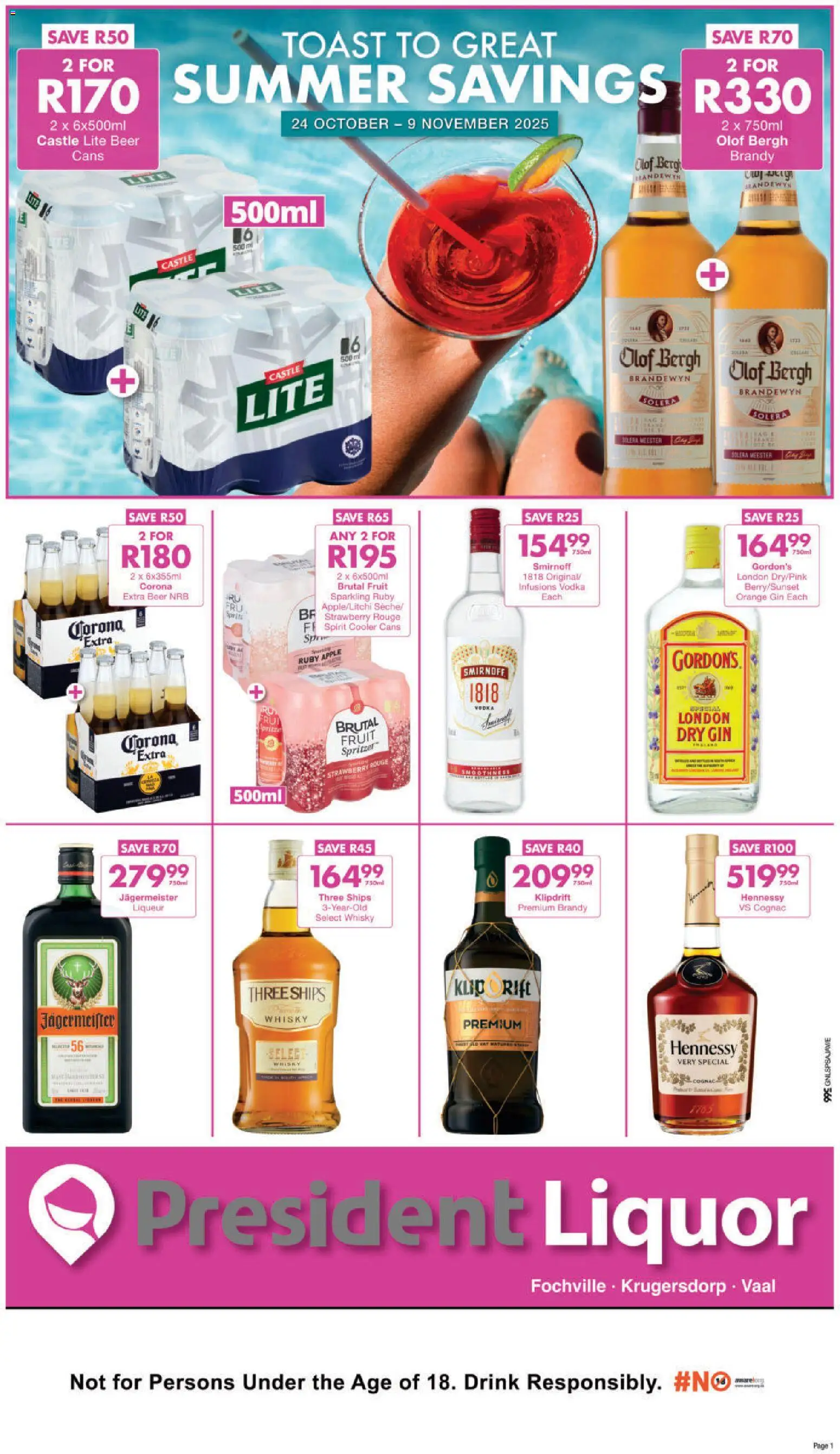 New President Hyper catalogue – valid from 24.10.2025 | Page: 1 | Products: Brandy, Beer, Gin, Vodka