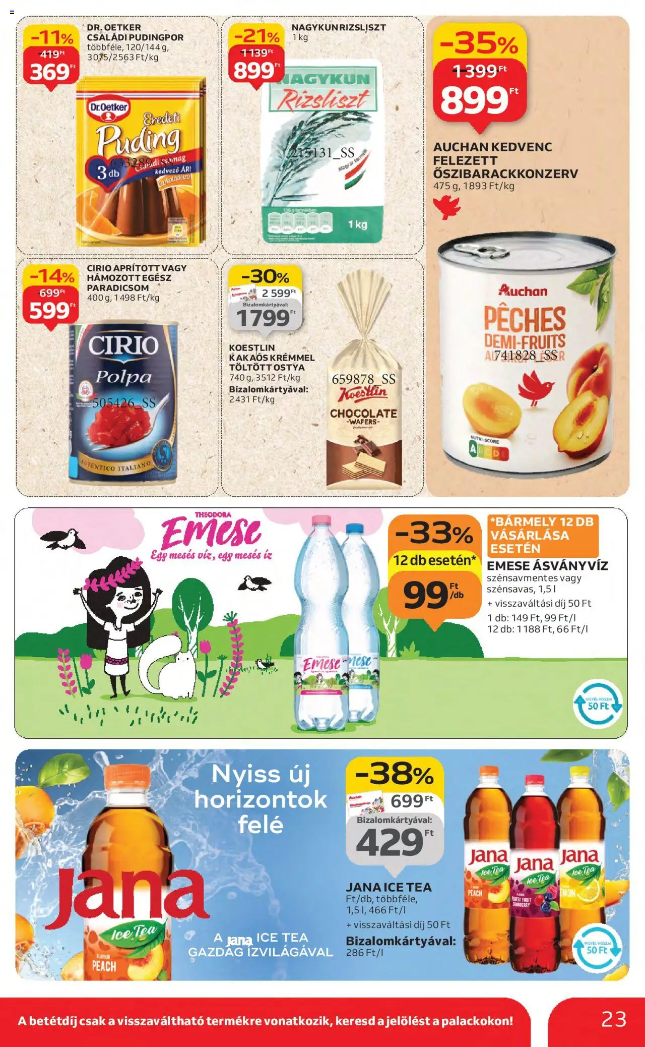 Auchan akciós ujság - amely érvényes a következő dátumtól: 21.08.2025 | Oldal: 23 | Termékek: Puding, Rizsliszt, Pudingpor, Paradicsom