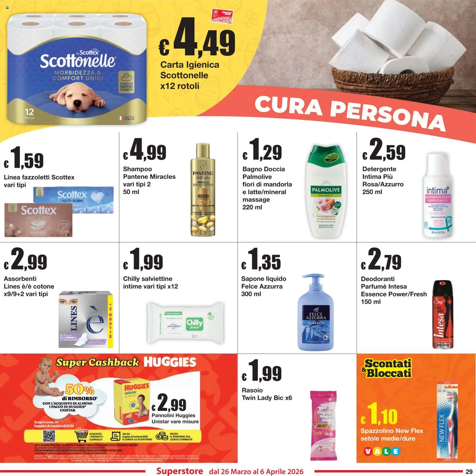Volantino Sì con Te del 26.03.2026 | Pagina: 29 | Prodotti: Shampoo, Pannolini, Spazzolino, Detergente