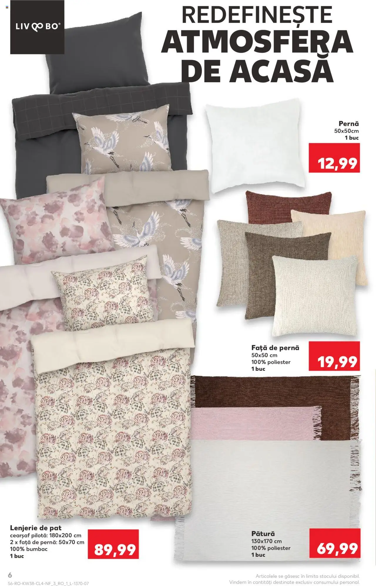 Noul catalog Kaufland – valabil de la 17.09.2025 | Pagină: 6 | Produse: Pernă, Pătură, Pilotă, Față de pernă