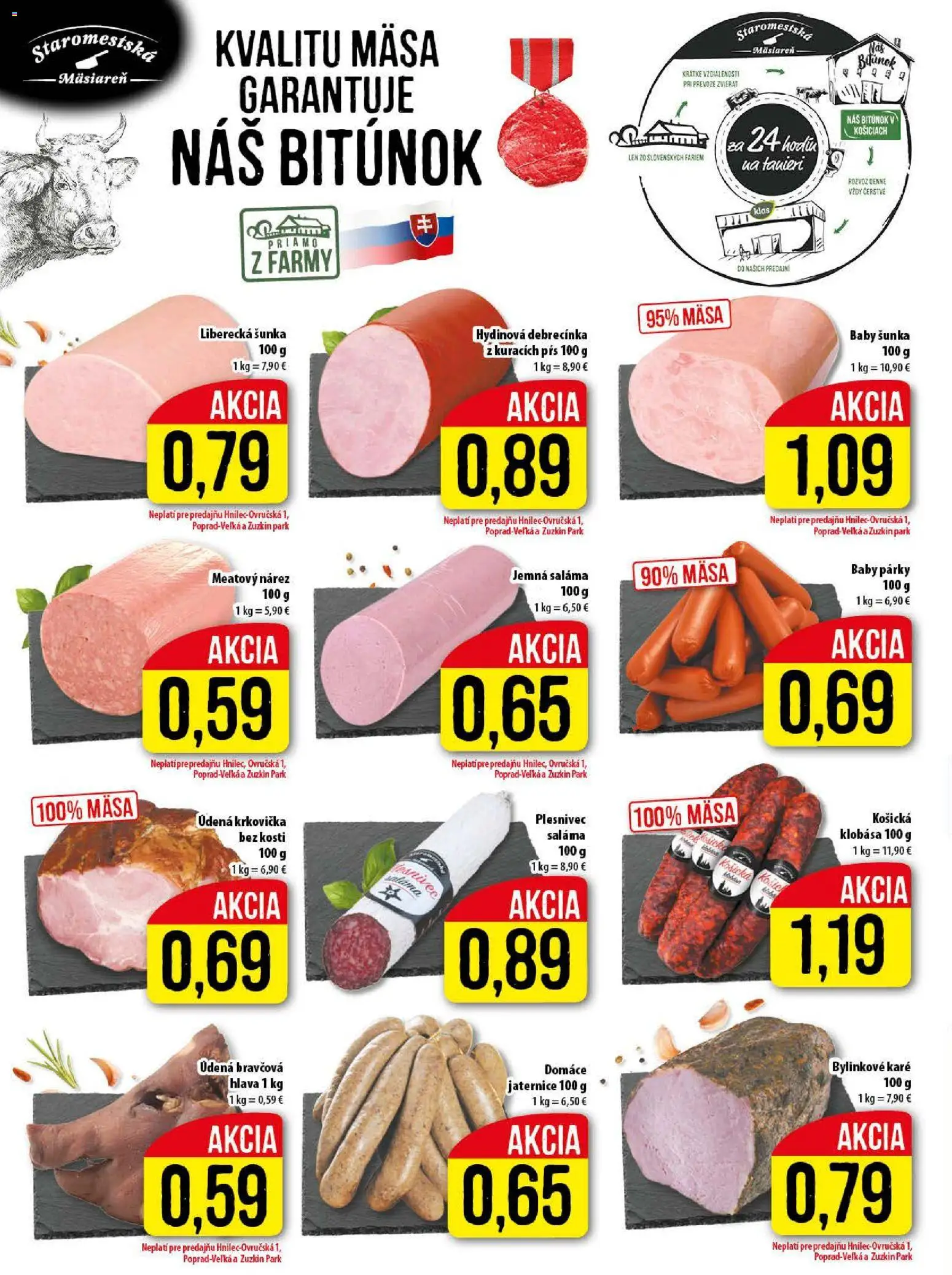 Nové Klas akcie – leták je platný od 27.10.2025 | Strana: 4 | Produkty: Šunka, Klobása, Krkovička, Párky