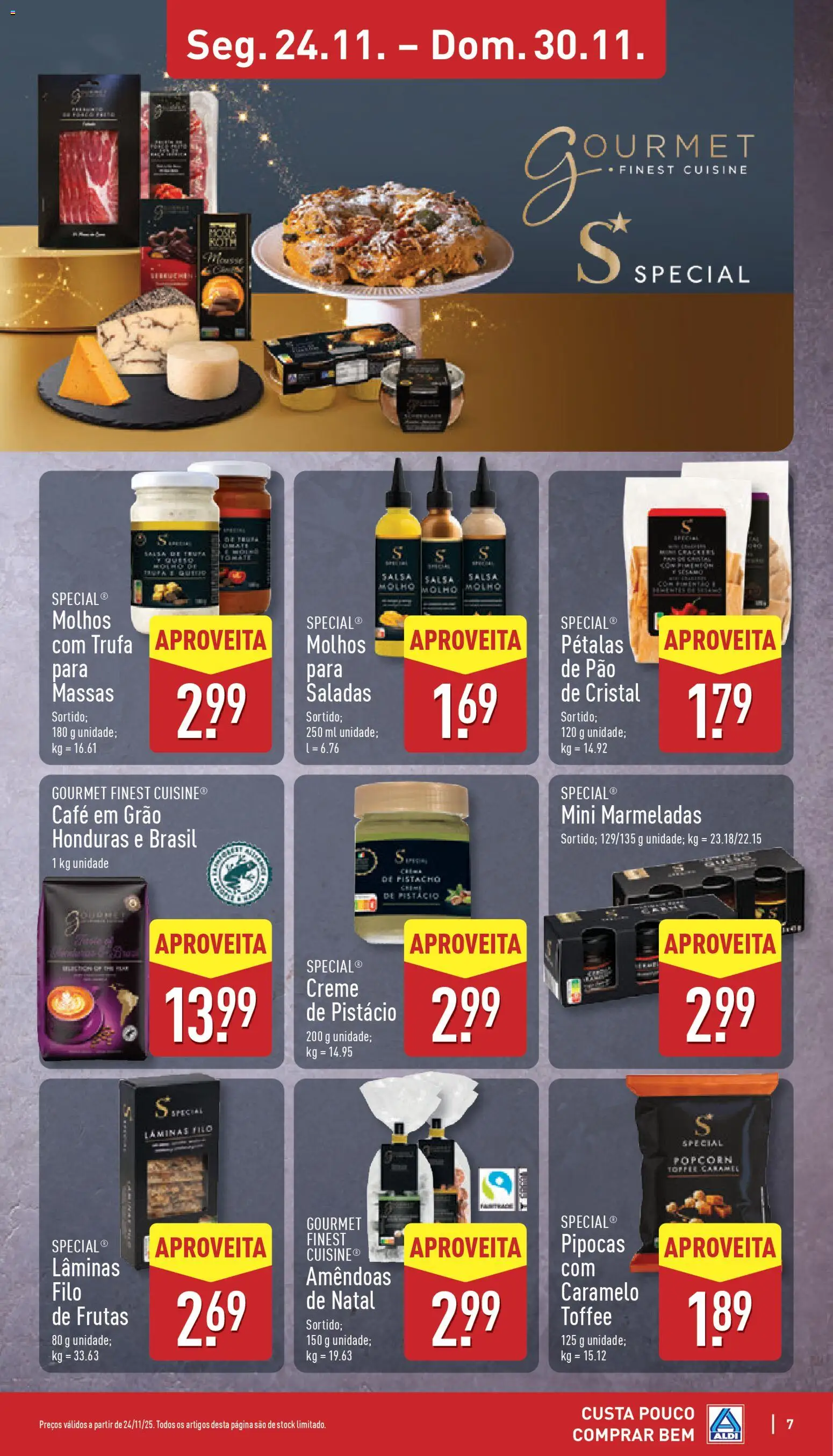 Aldi folheto │ válido de 24.11.2025 | Página: 7 | Produtos: Amêndoas, Saladas, Café, Creme