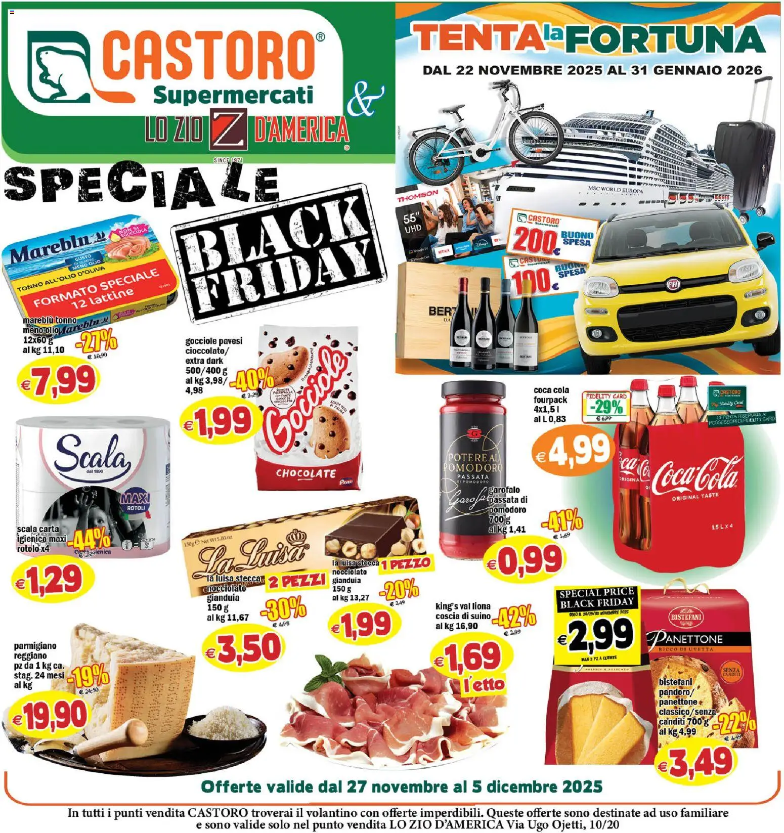 Volantino Il Castoro del 27.11.2025 | Pagina: 1 | Prodotti: Olio, Passata di pomodoro, Panettone, Scala