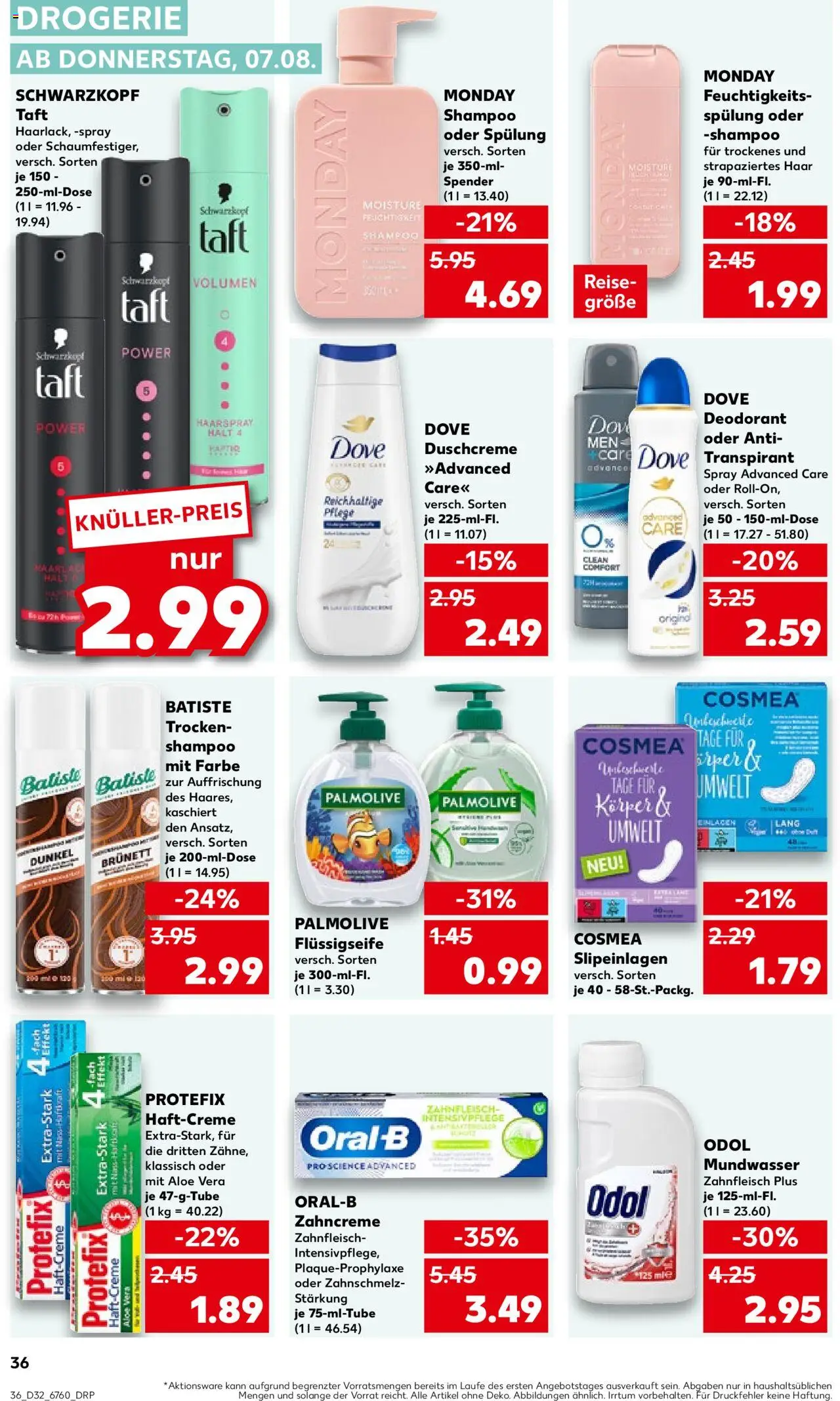 Kaufland prospekt Hannover	 - gültig ab dem 07.08.2025 | Seite: 36 | Produkte: Shampoo, Spülung, Deodorant, Duschcreme