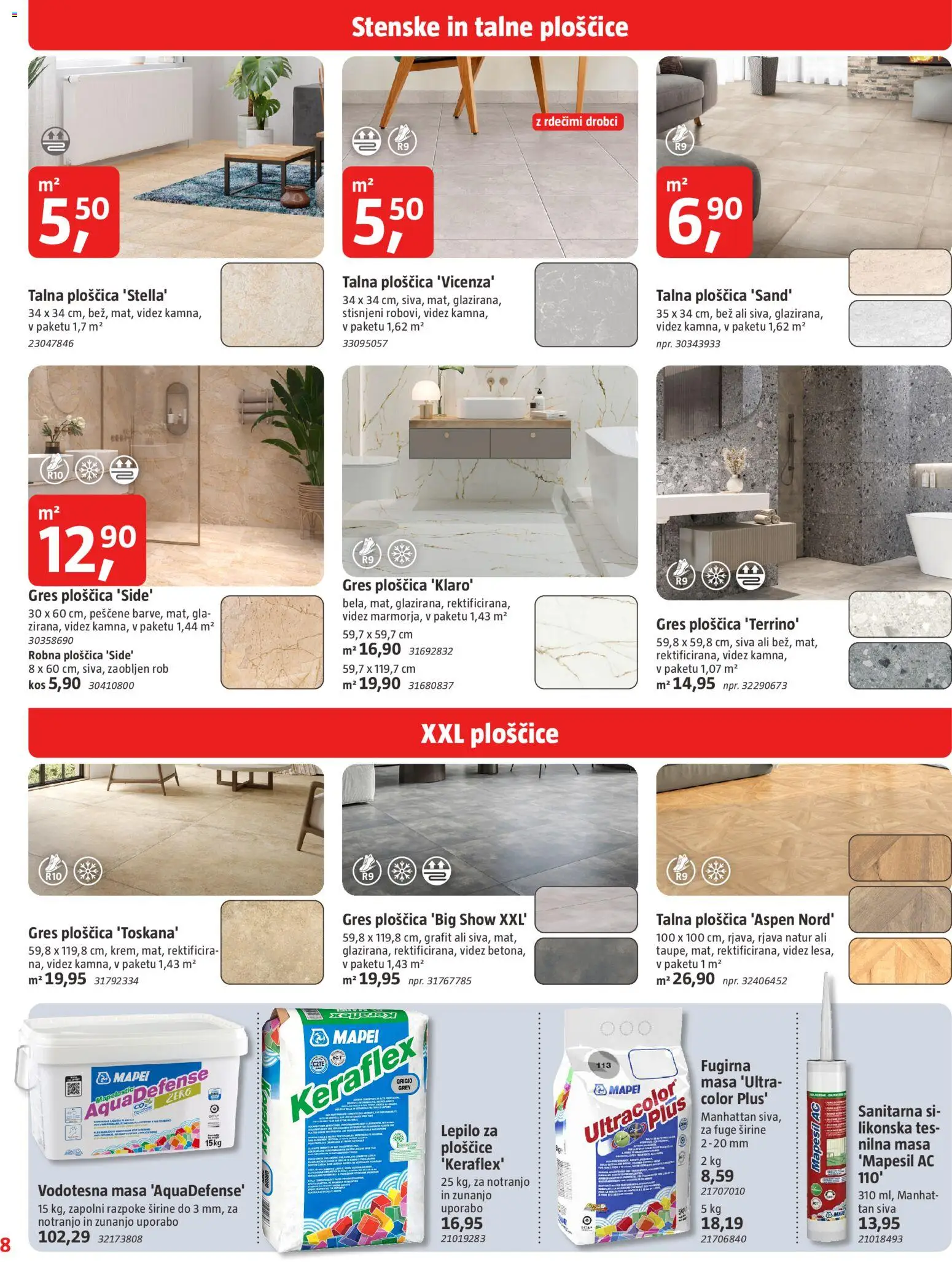 Novi Bauhaus katalog ponudbe – veljaven od 05.03.2026 | Stran: 8 | Izdelki: Kos, Ploščice, Lepilo