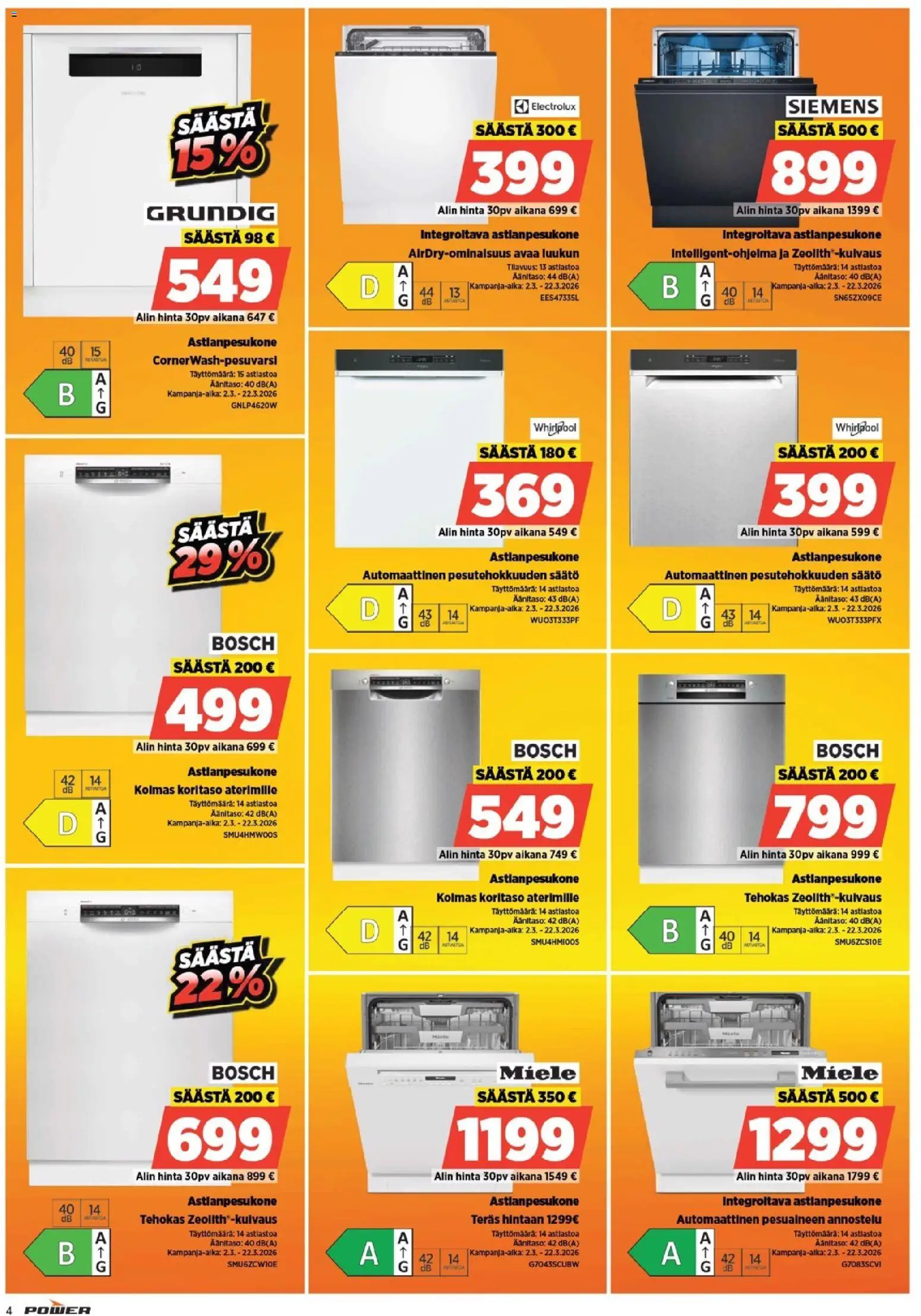 Power tarjoukset – voimassa 08.03.2026 alkaen | Sivu: 4 | Tuotteet: Astianpesukone