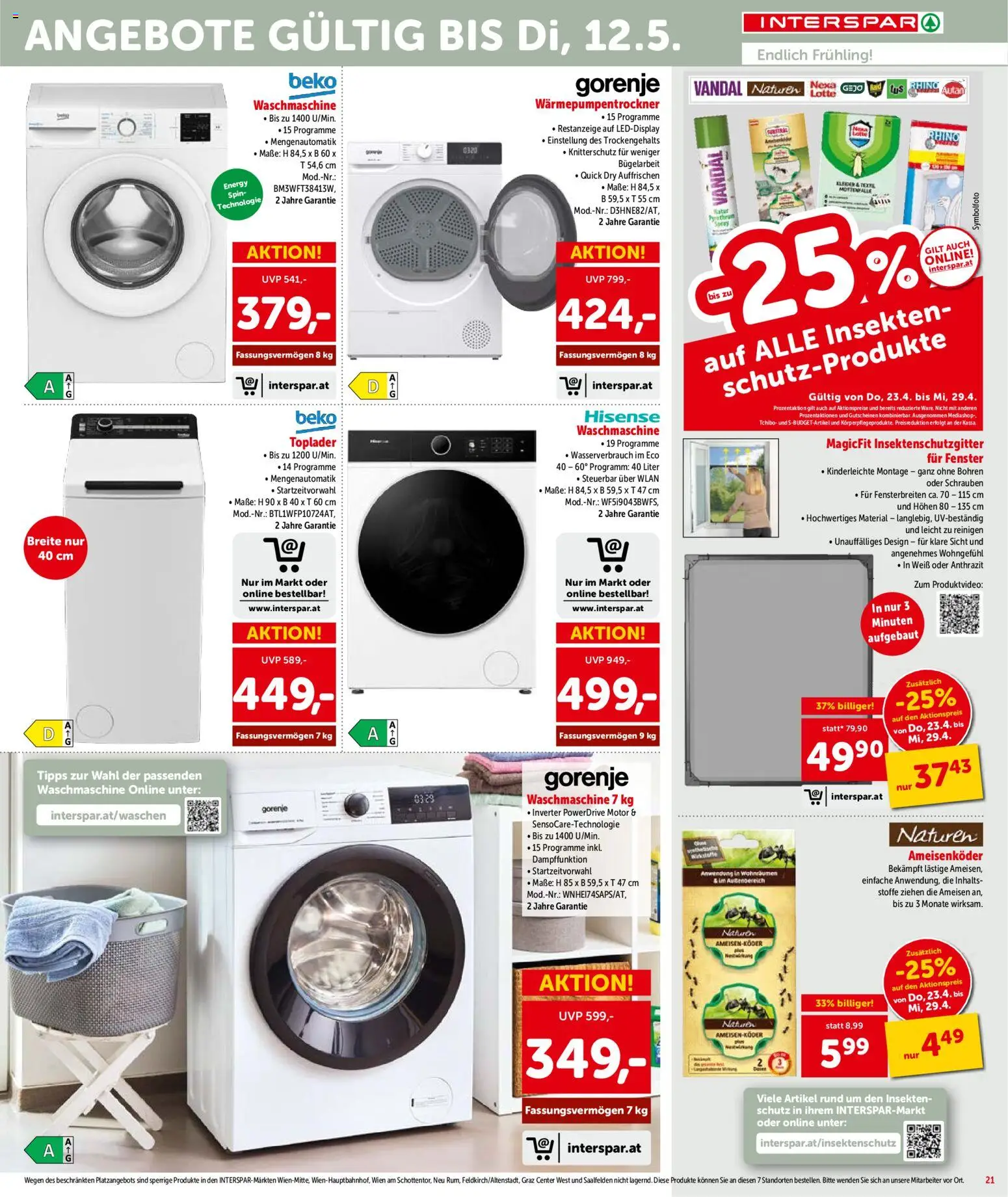 Interspar Flugblatt - Oberösterreich gültig ab 23.04.2026 | Seite: 21 | Produkte: Waschmaschine