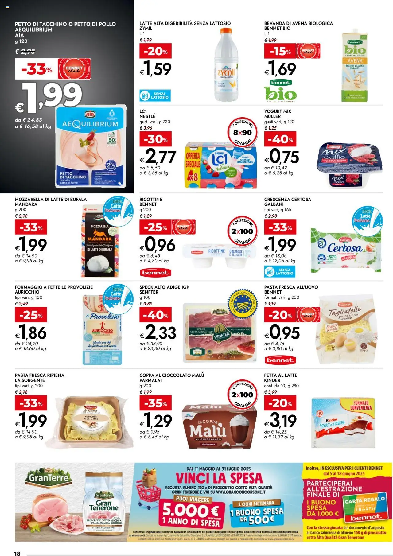 Volantino bennet del 05.06.2025 | Pagina: 18 | Prodotti: Speck, Petto di Pollo, Mozzarella, Pasta