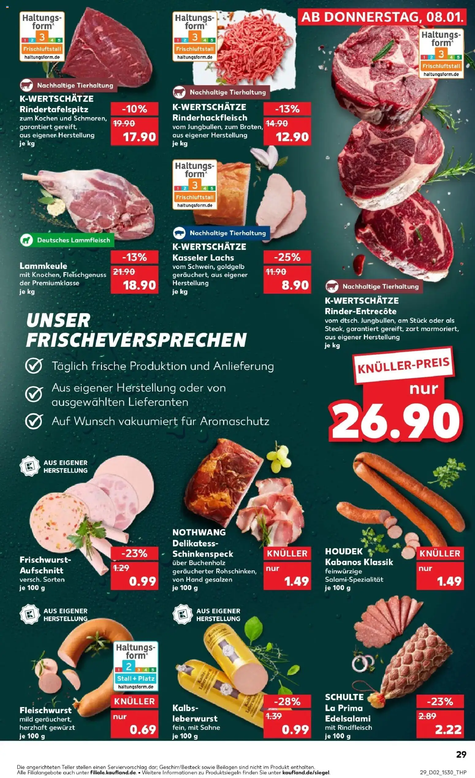 Kaufland prospekt Menden (Sauerland)	 – gültig ab 11.01.2026 | Seite: 29 | Produkte: Lammkeule, Lachs, Salami, Sahne