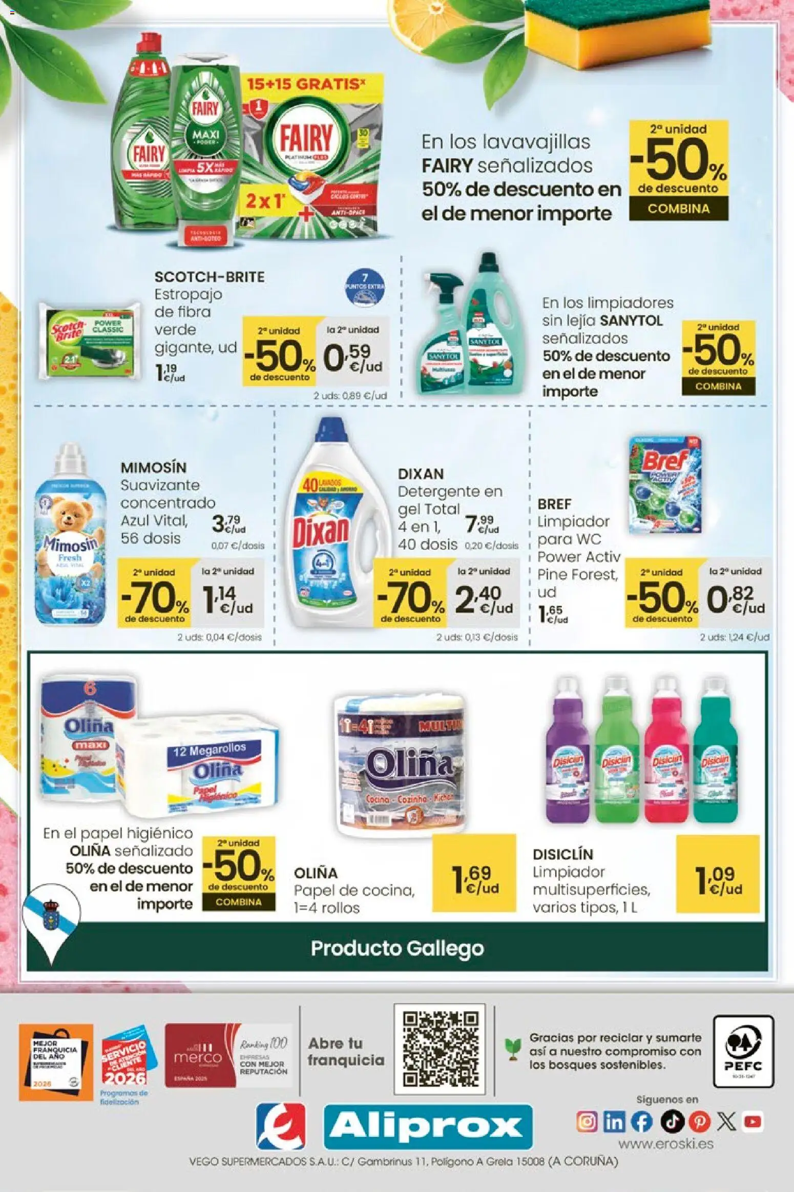 Eroski - Oferta │ válido desde el 12.03.2026 | Página: 8 | Productos: Detergente, Papel higienico, Suavizante, Lavavajillas