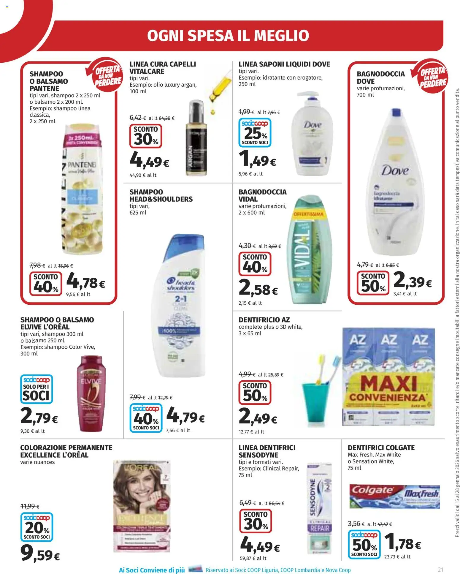 Volantino Ipercoop del 15.01.2026 | Pagina: 21 | Prodotti: Shampoo, Dentifricio, Olio, Data