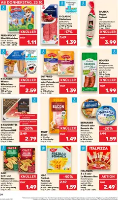 GUTFRIED Hähnchen- oder Putenbrust, natur, gepökelt, geräuchert und gegart je 100-g-Packg. ab 23.10.2025 gültig | Seite: 24 | Produkte: Grill, Iglo, Pommes, Salami