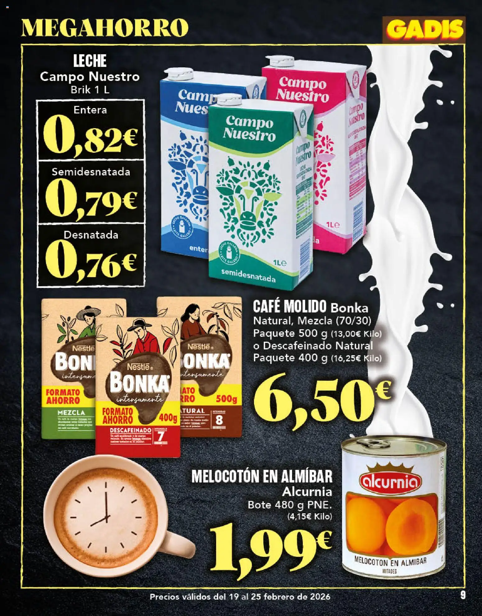 Gadis - folleto │ válido desde el 19.02.2026 | Página: 9 | Productos: Leche, Café, Café molido