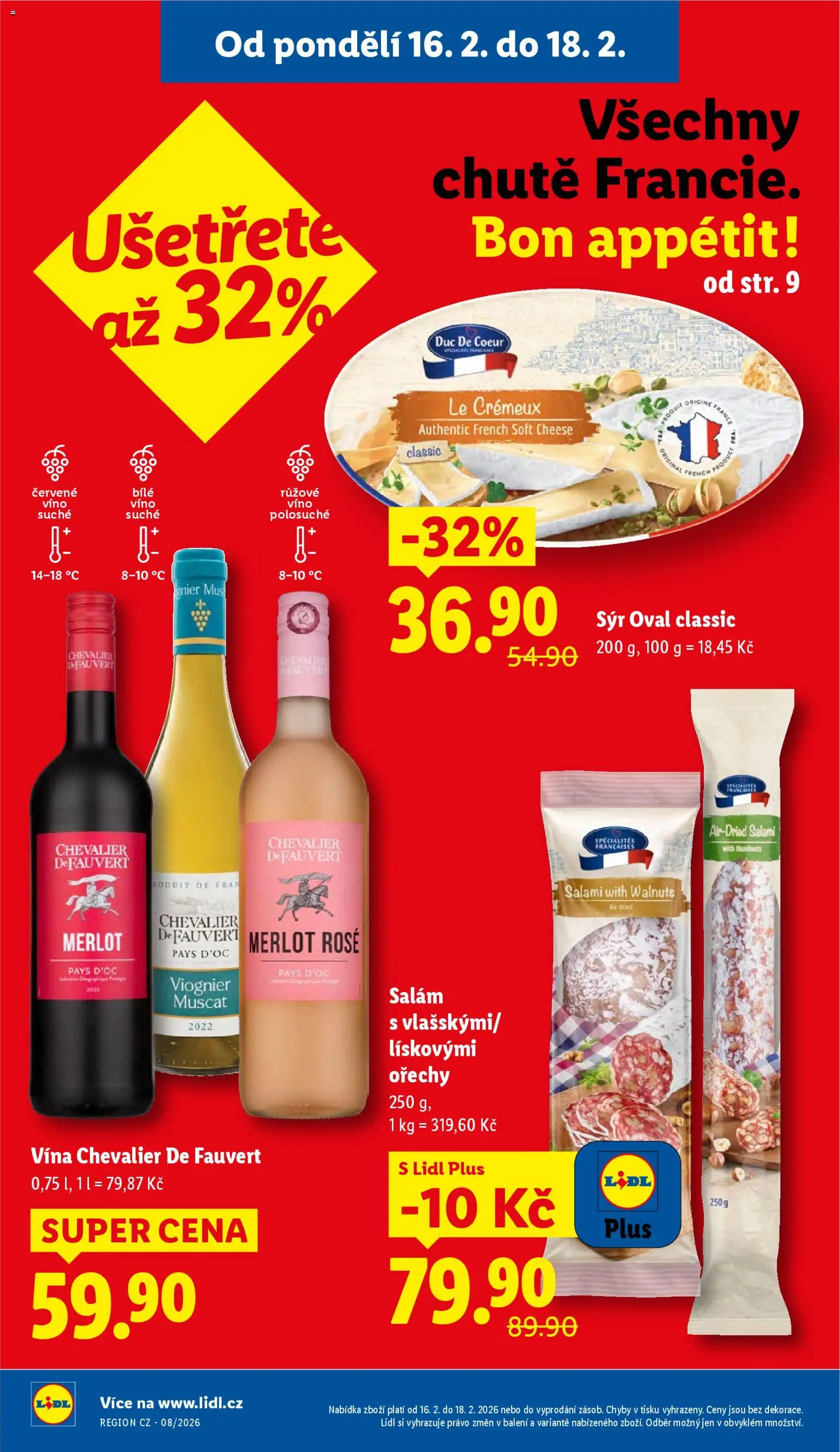 Lidl leták od 16.02.2026 | Strana: 2 | Produkty: Sýr, Salám, Víno, Merlot
