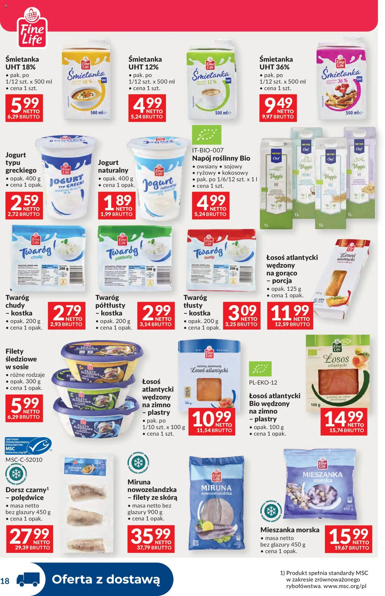 Makro Gazetka - Dystrybucja do sklepów od 07.01.2026 | Strona: 18 | Produkty: Łosoś atlantycki, Dorsz, Łosoś, Jogurt