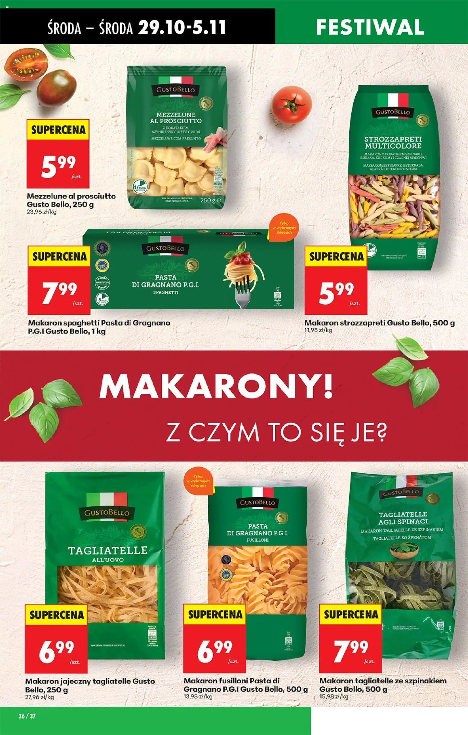 Biedronka gazetka - Oferta w tym tygodniu od 29.10.2025 | Strona: 44 | Produkty: Makaron spaghetti, Prosciutto, Makarony, Makaron