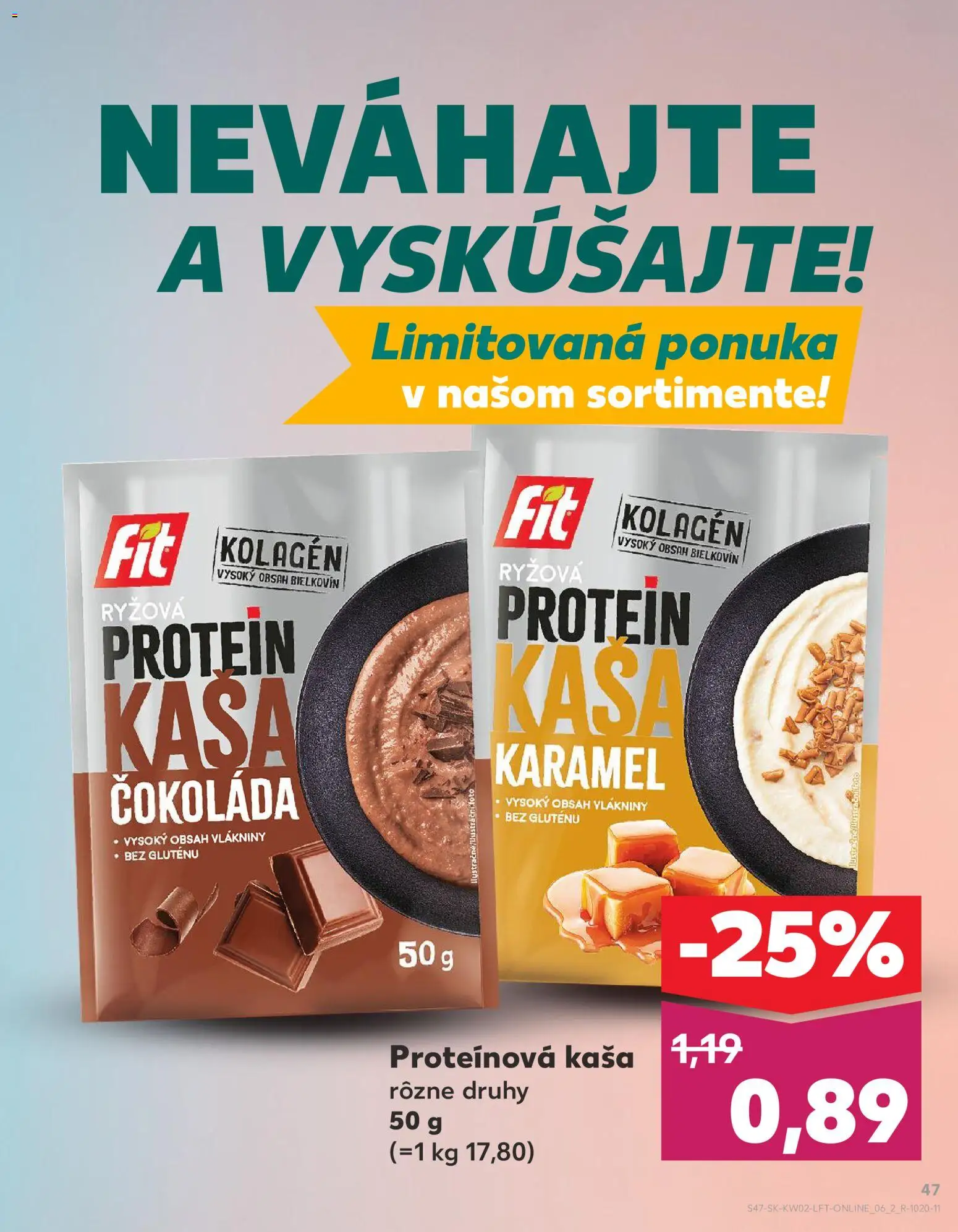 Nové Kaufland akcie – leták je platný od 08.01.2026 | Strana: 47 | Produkty: Protein, Kolagén, Čokoláda