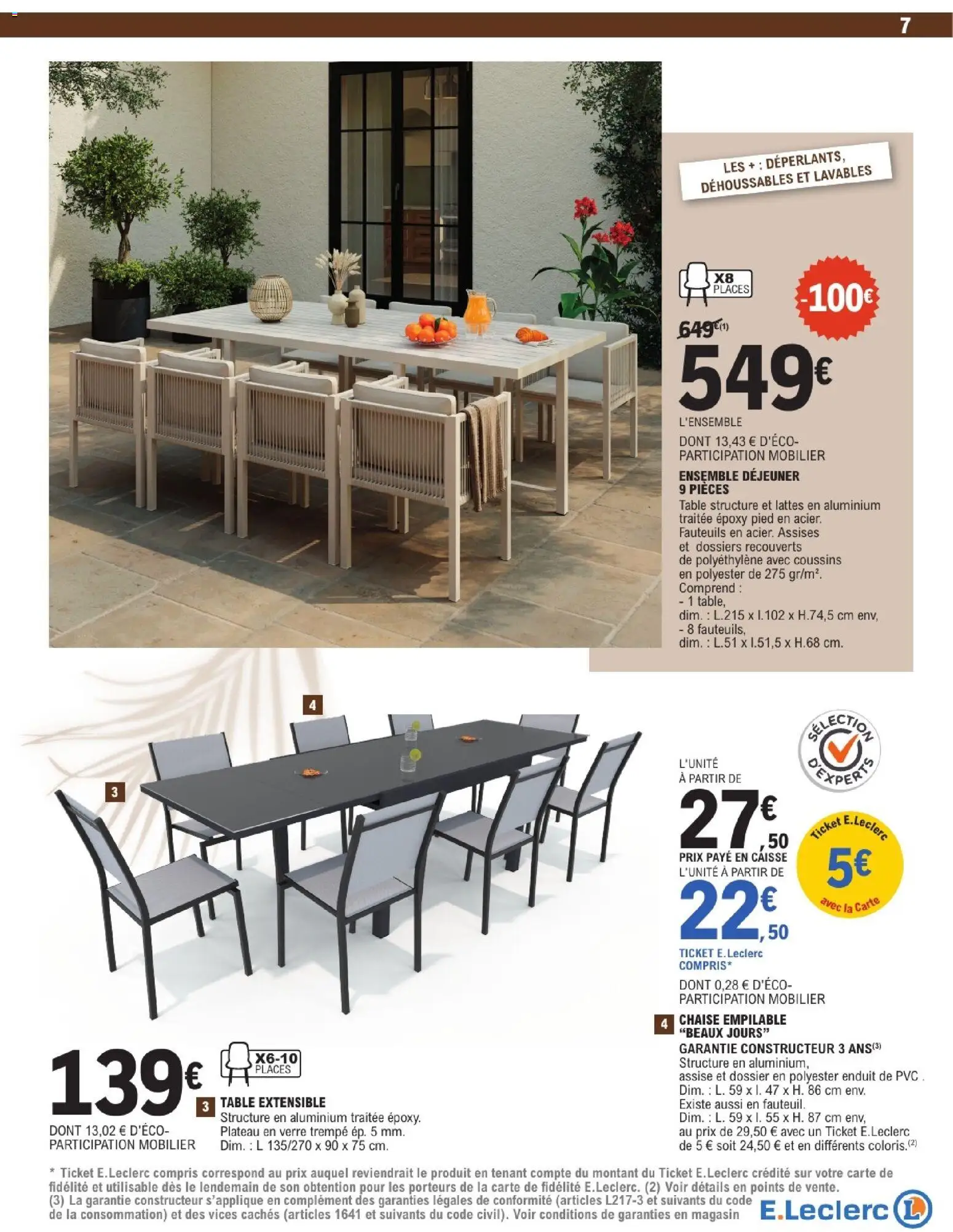{H1} | Page: 7 | Produits: Plateau, Table extensible, Table, Chaise