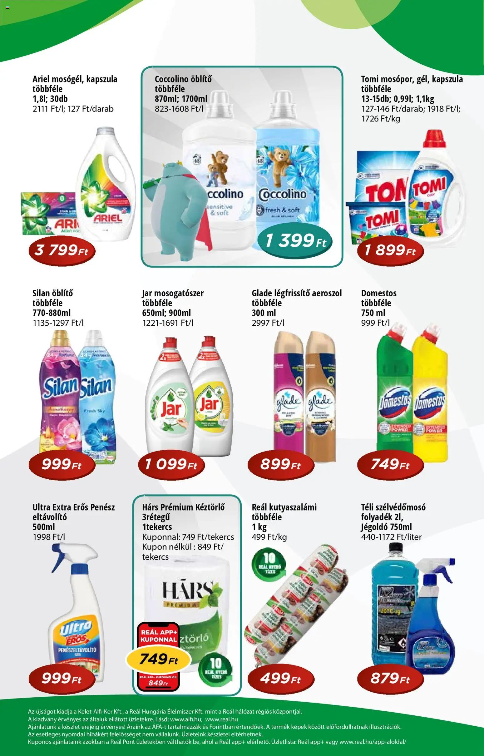Reál akciós ujság - amely érvényes a következő dátumtól: 14.01.2026 | Oldal: 8 | Termékek: Ariel, Jar mosogatószer, Öblítő, Mosogatószer