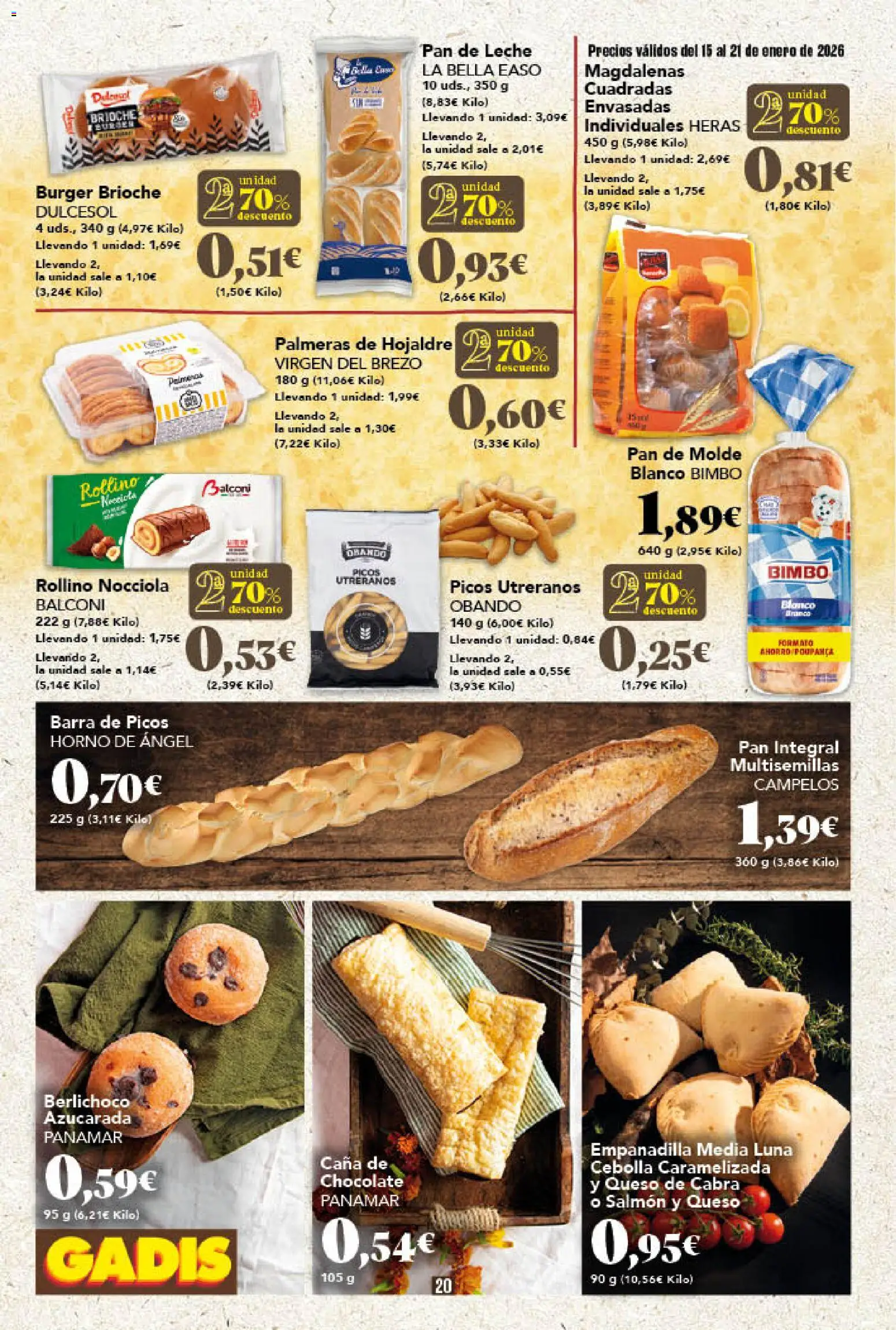 Gadis - folleto │ válido desde el 15.01.2026 | Página: 20 | Productos: Leche, Queso, Pan de molde, Pan integral