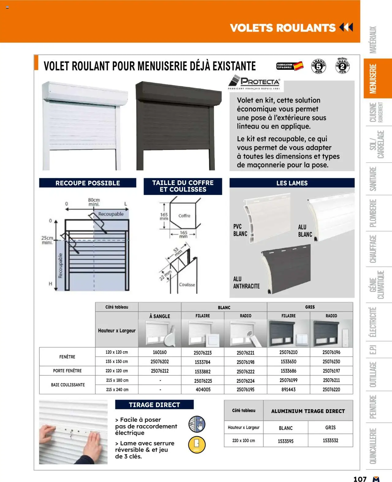  | Page: 107 | Produits: Baie coulissante, Tableau blanc, Porte