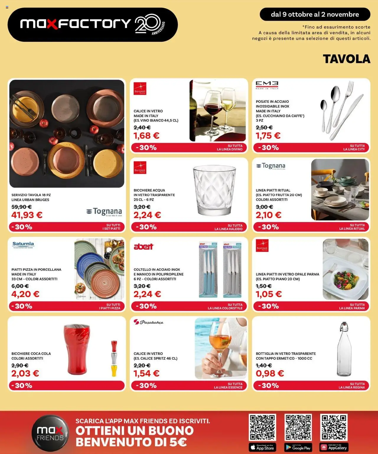 Volantino Max Factory del 09.10.2025 | Pagina: 10 | Prodotti: Calice, Pizza, Acqua, The